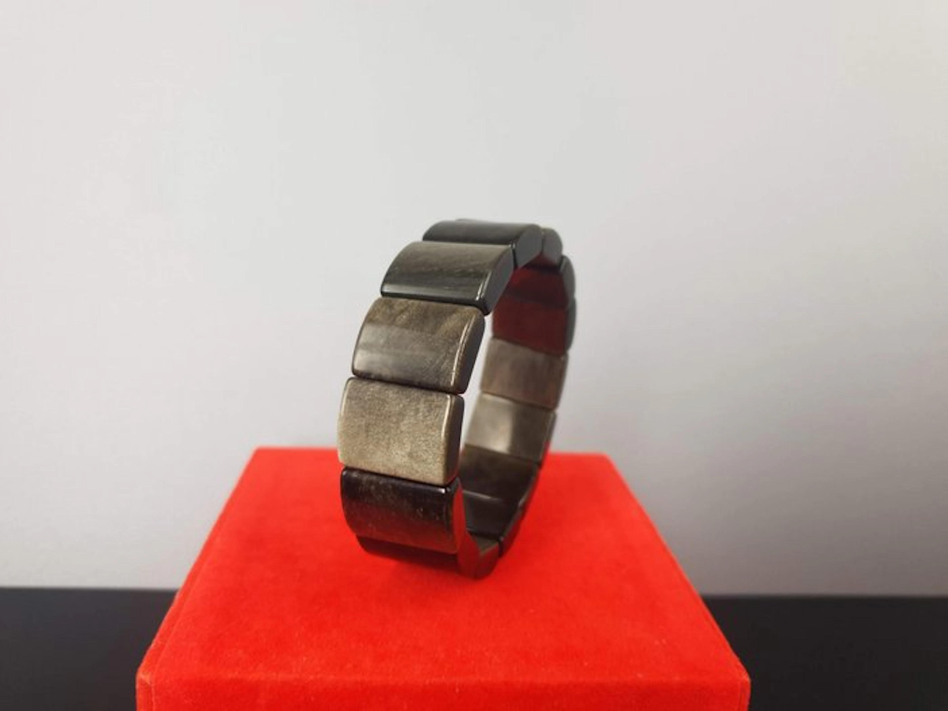 Natural Gold Sheen Obsidian Length 16,5 cm - 17 cm / Free Shipping - Bracelet