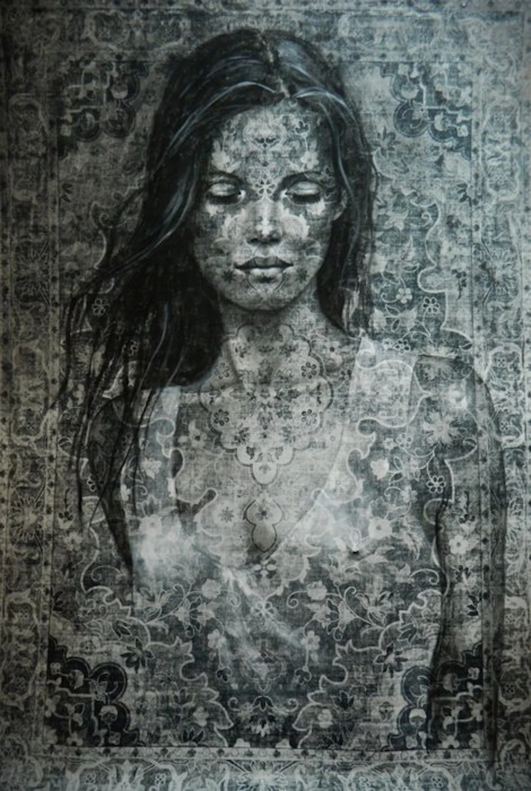 Jacqueline Klein Breteler - “Becoming.”-painting on a carpet-XXL