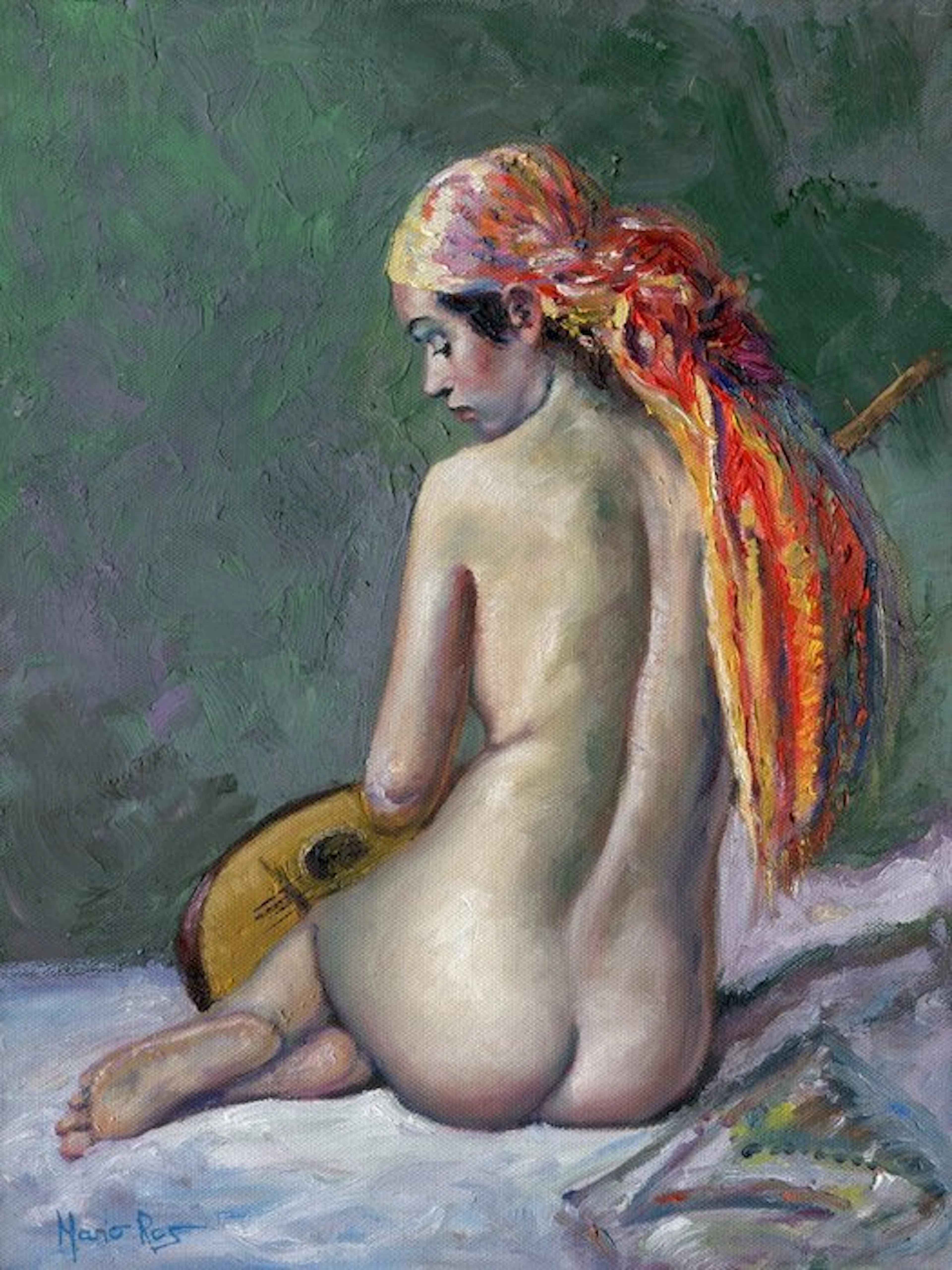 Mario Ros (XX) - Desnudo con velo oriental