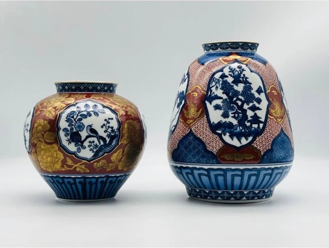 Gold Imari - Vase (2) - Porcelain - Hand Painted