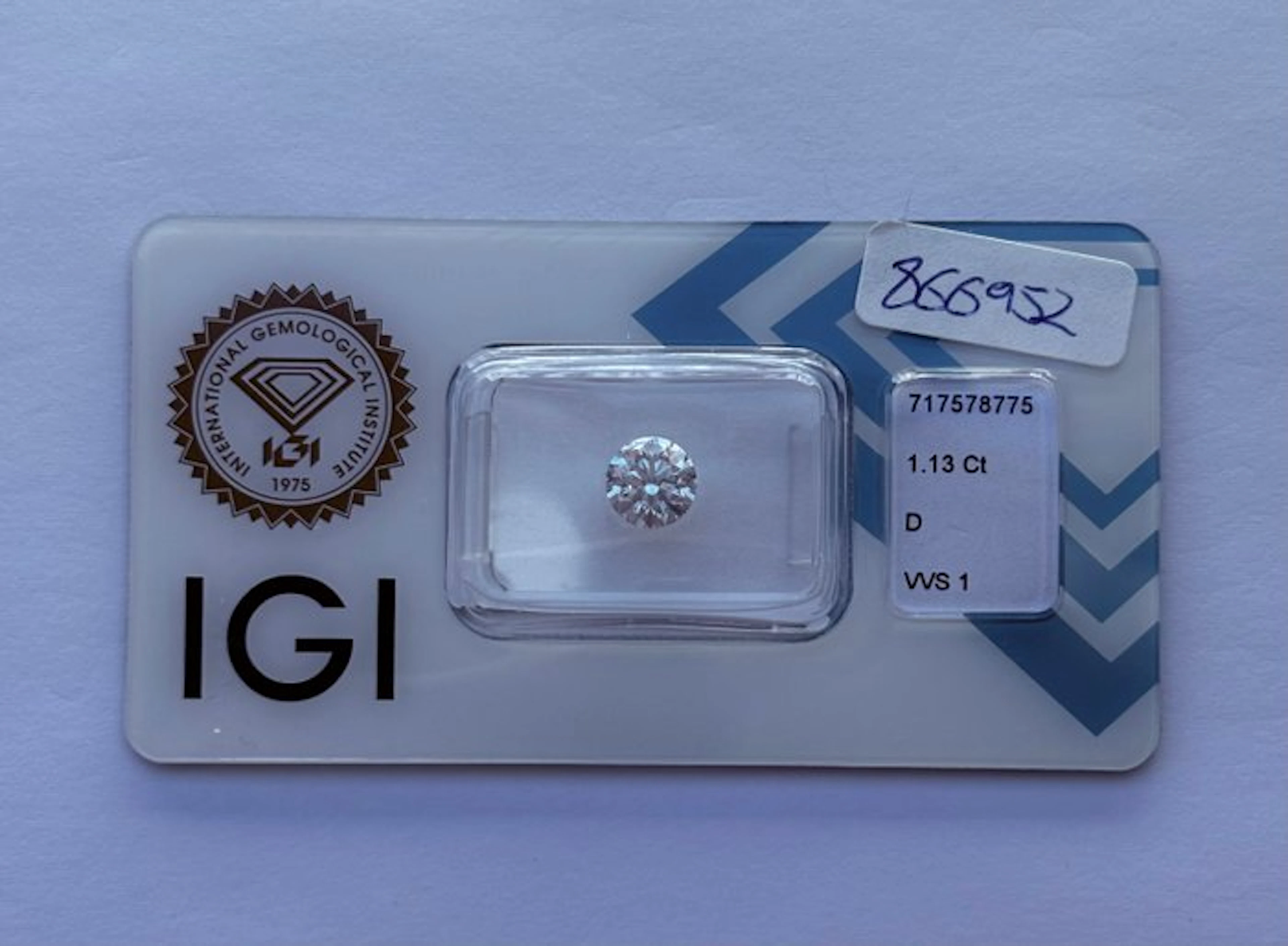 1 pcs Diamond (Natural) - 1.13 ct - Round - D...