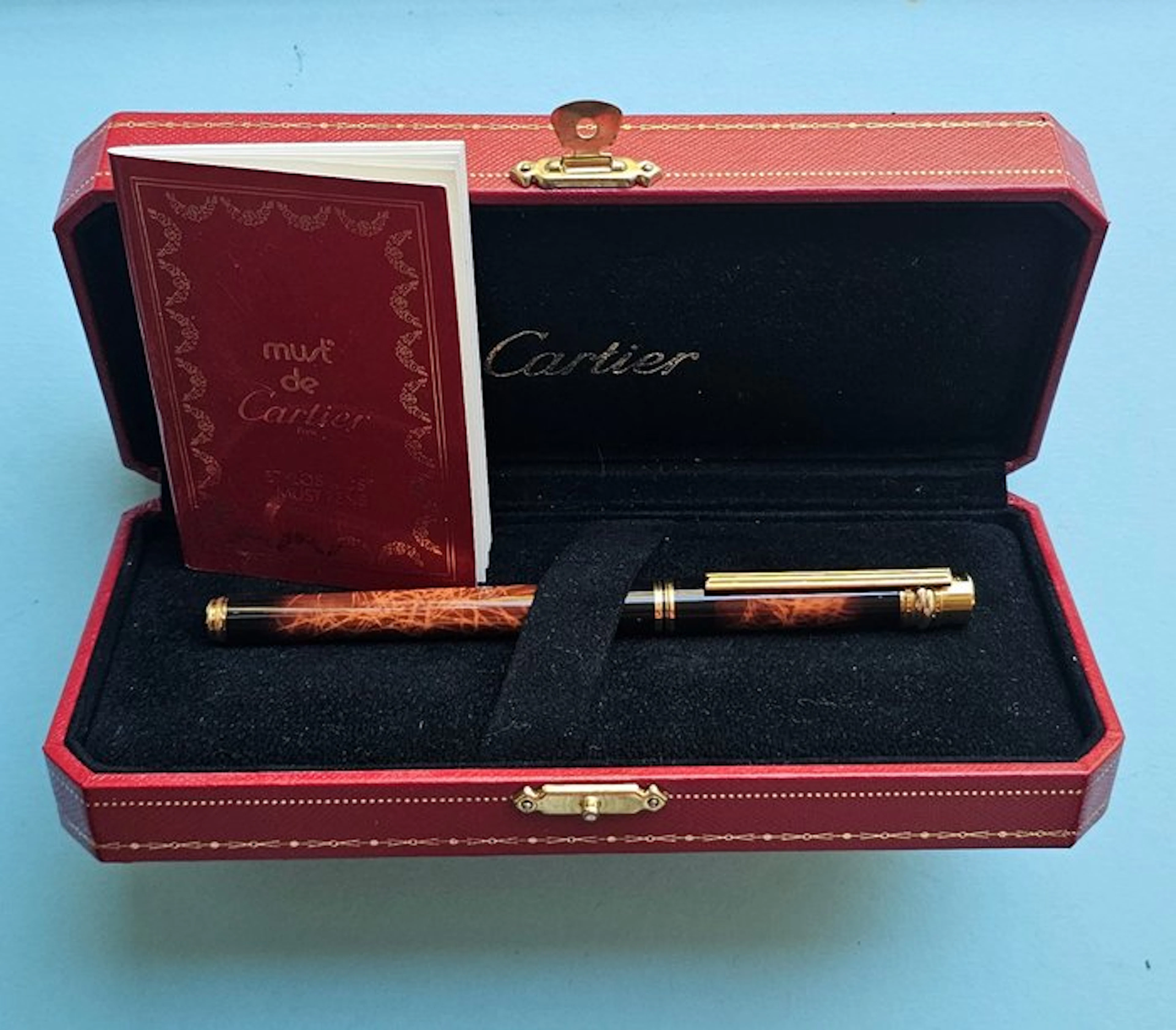Cartier - Must de Cartier laque ambrée marbrée plume or 18 carats