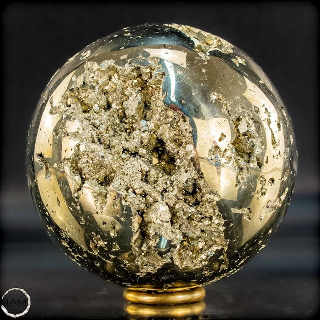 Large Natural Golden Pyrite Sphere/ Druze- 1426.33 g