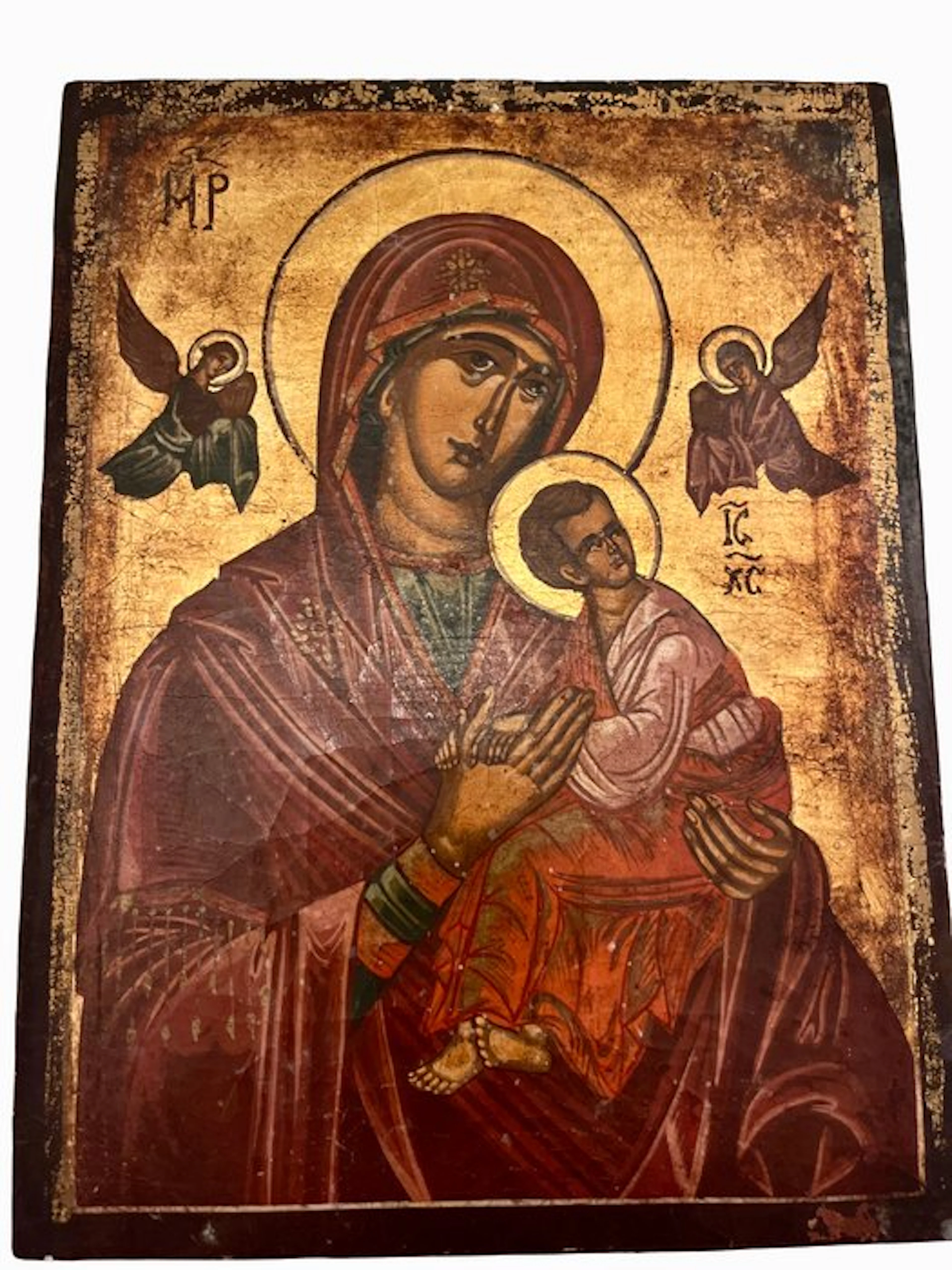 Icon - Mother of God - Wood - Hand-painted - 25 x 32.5 cm