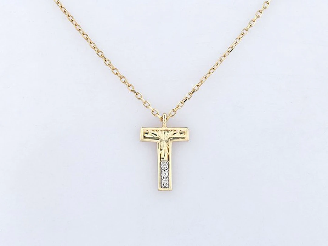 Necklace with pendant - 14 kt. Yellow gold - 0.01ct. tw. Diamond (Natural)