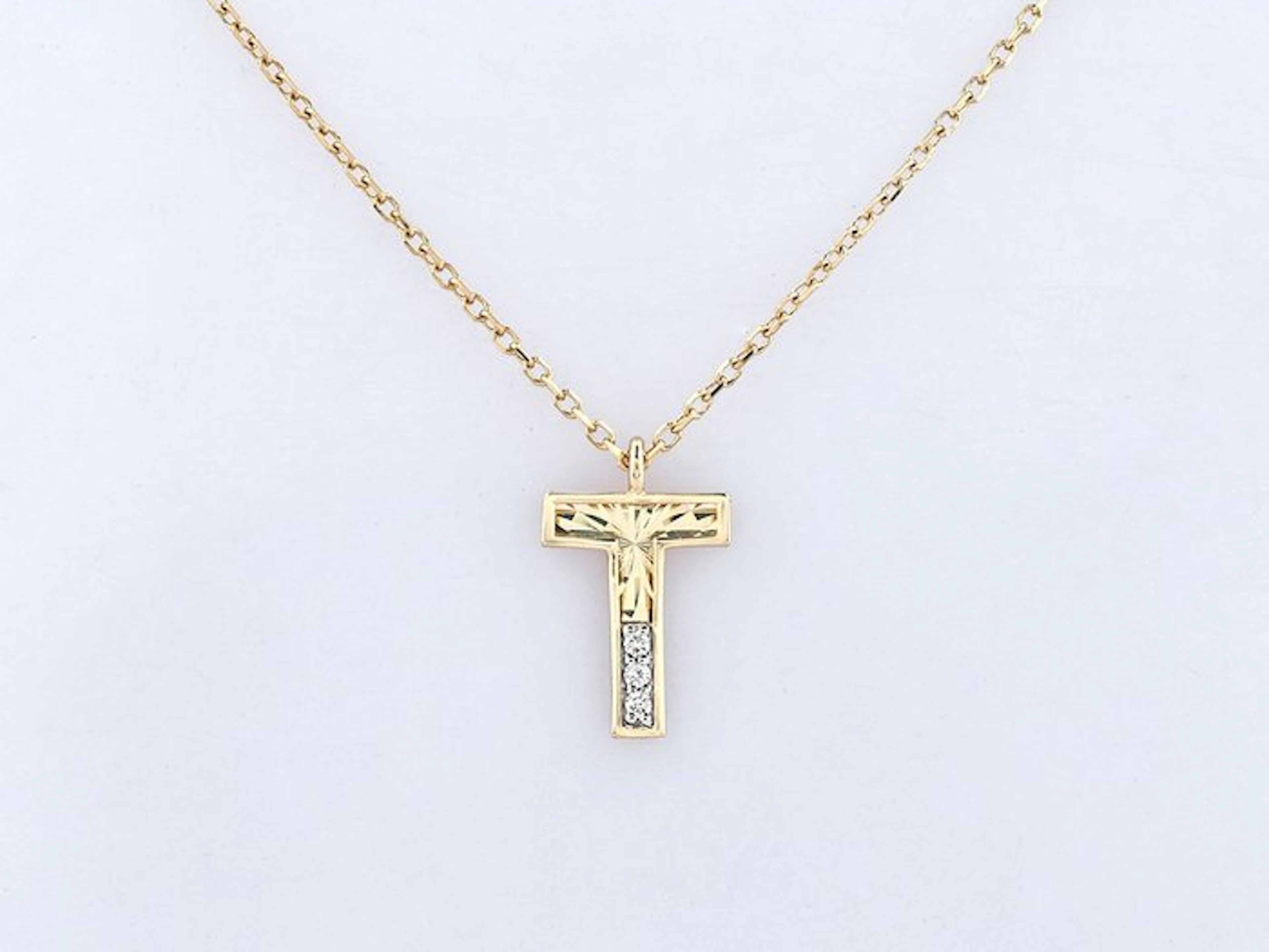 Necklace with pendant - 14 kt. Yellow gold - 0.01ct. tw. Diamond (Natural)
