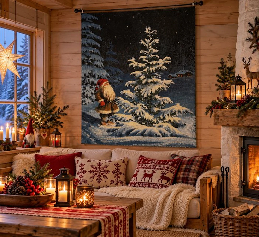 Nordic winter magic – Cotton gobelin tapestry Christmas...