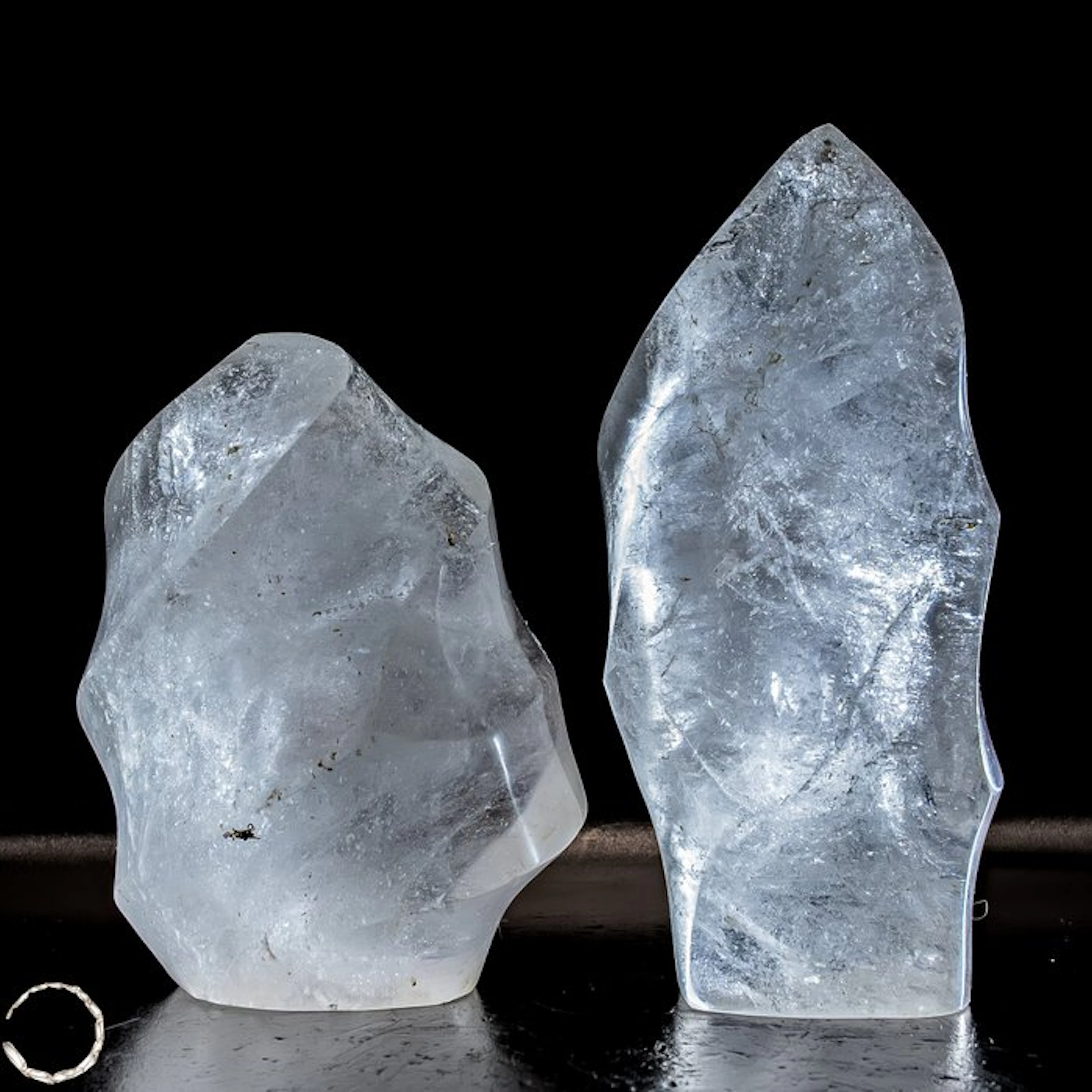 Extraordinary Lemurian Quartz Flame Set – two massive...