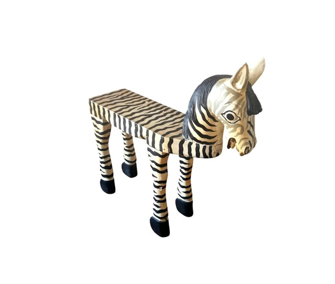 Side table - Wood - Footrest - "Zebra"