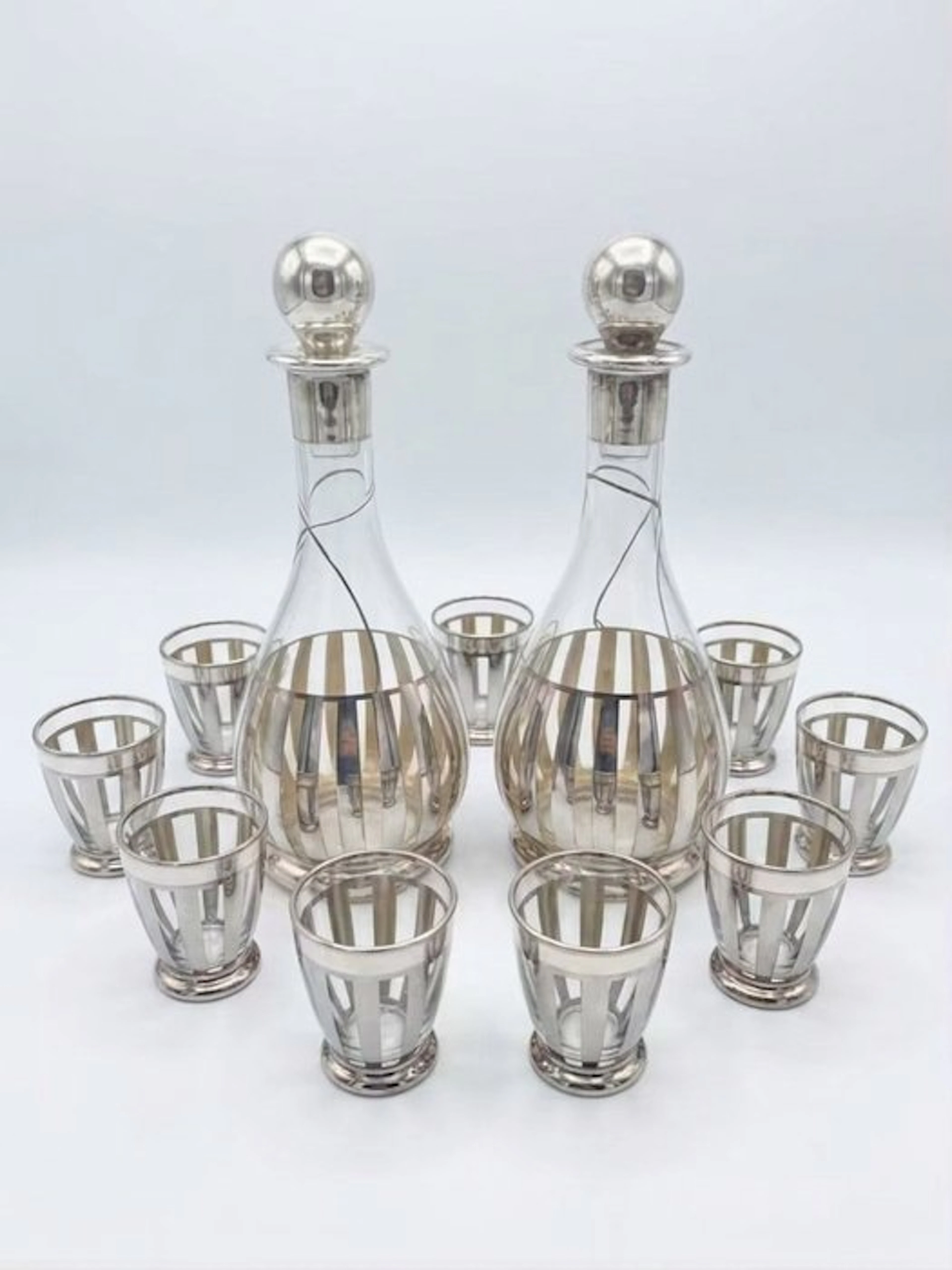 Drinking set (10) - Glass, Silverplated - Raro Rosolio Service