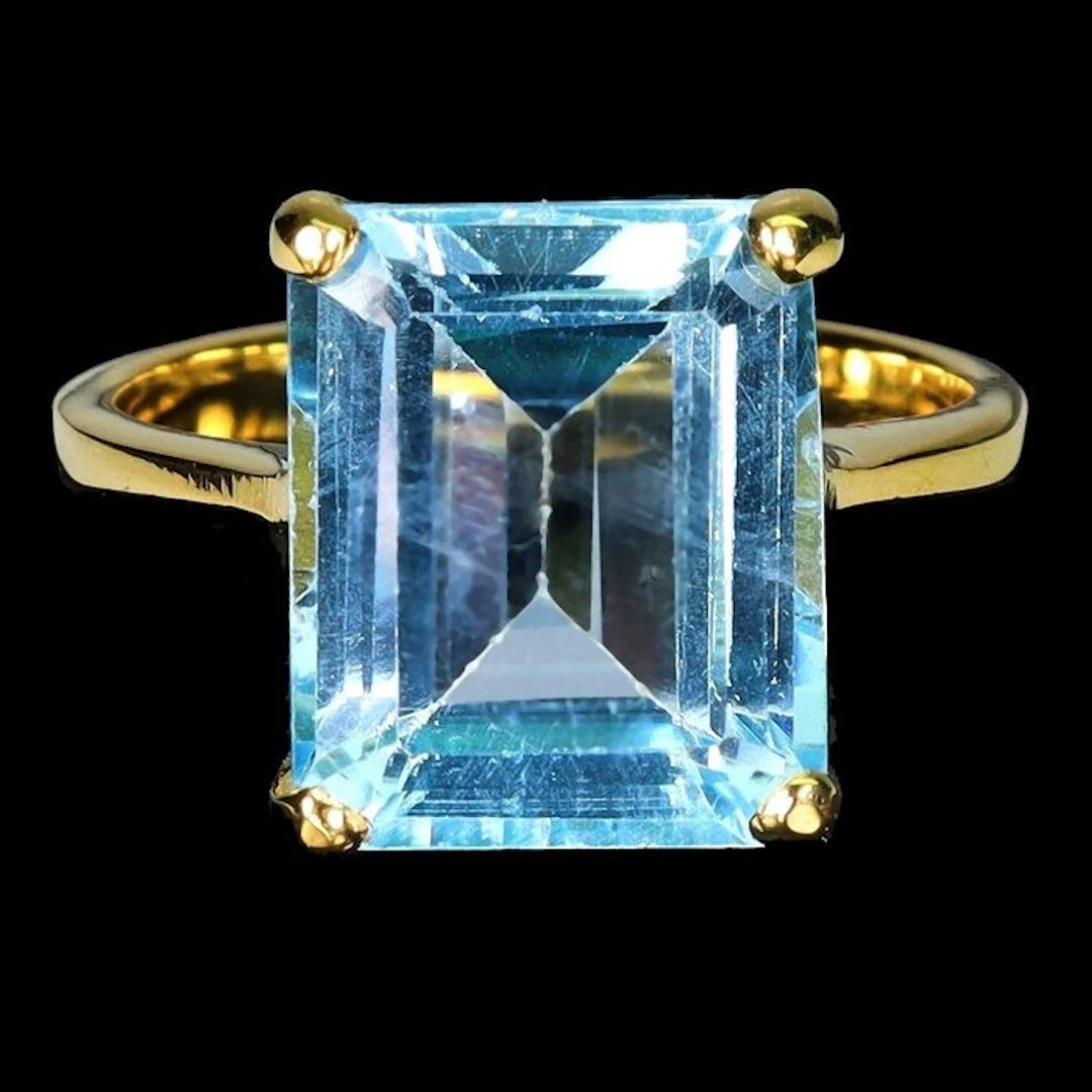 No reserve price - Ring Silver, 14K Yellow Gold plated Topaz