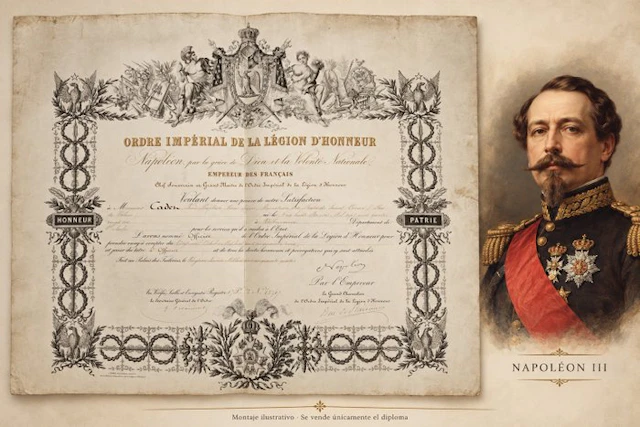 France - Document - NAPOLEÓN III — DIPLOMA DE OFICIAL DE...