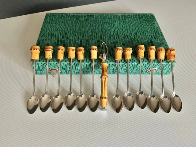 Vintage - Bambou - Cutlery set for 12 (13) - cafe...