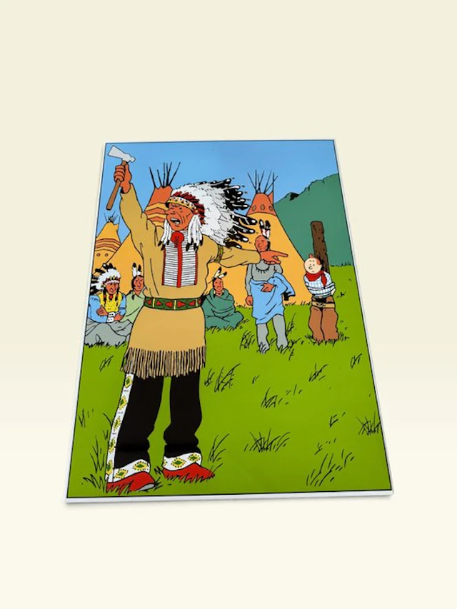 Tintin - Tintin plaque émaillée - En Amérique - 80x60cm