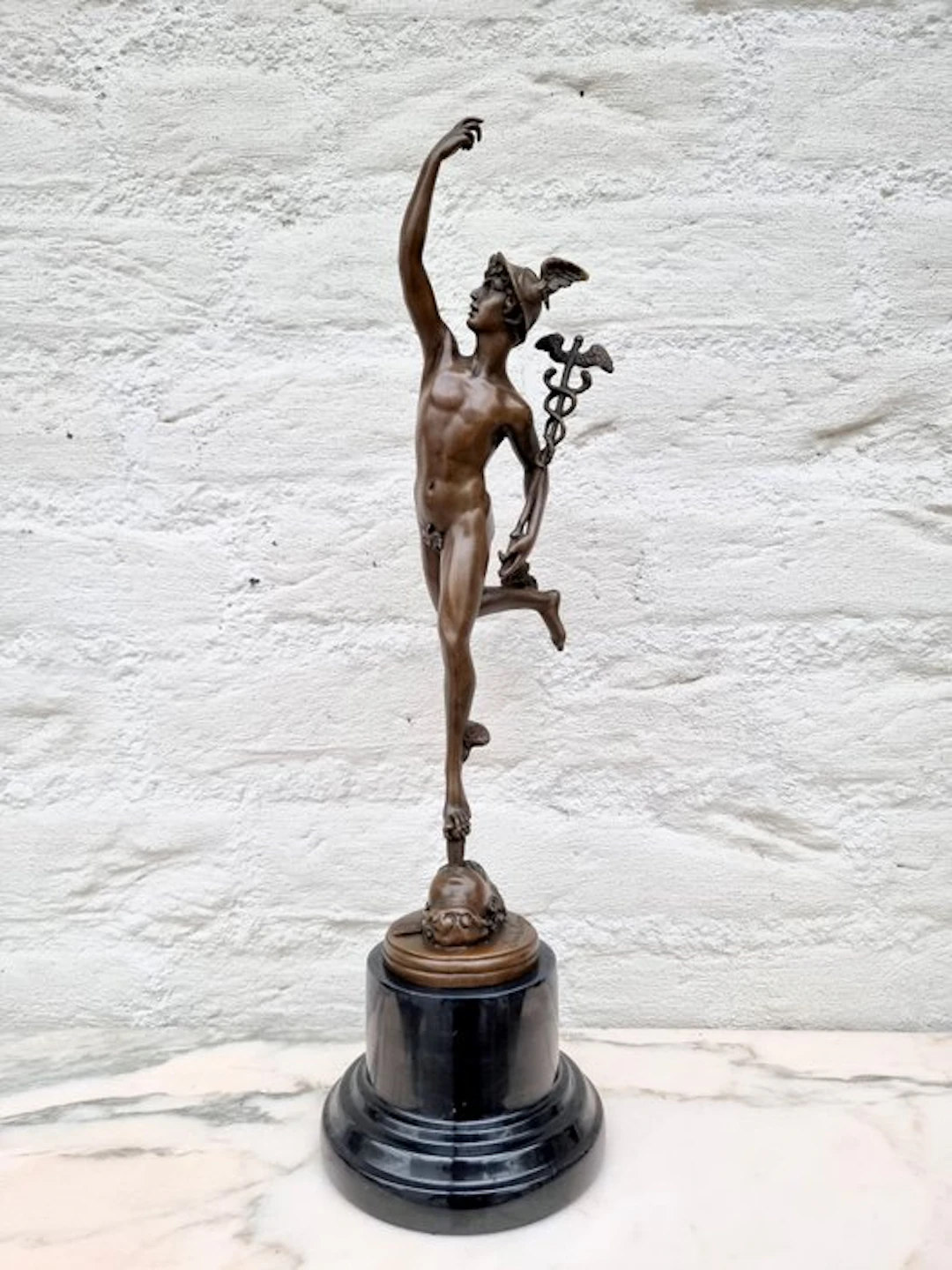 Sculpture, Mercurius - 43 cm - Bronze, Marble