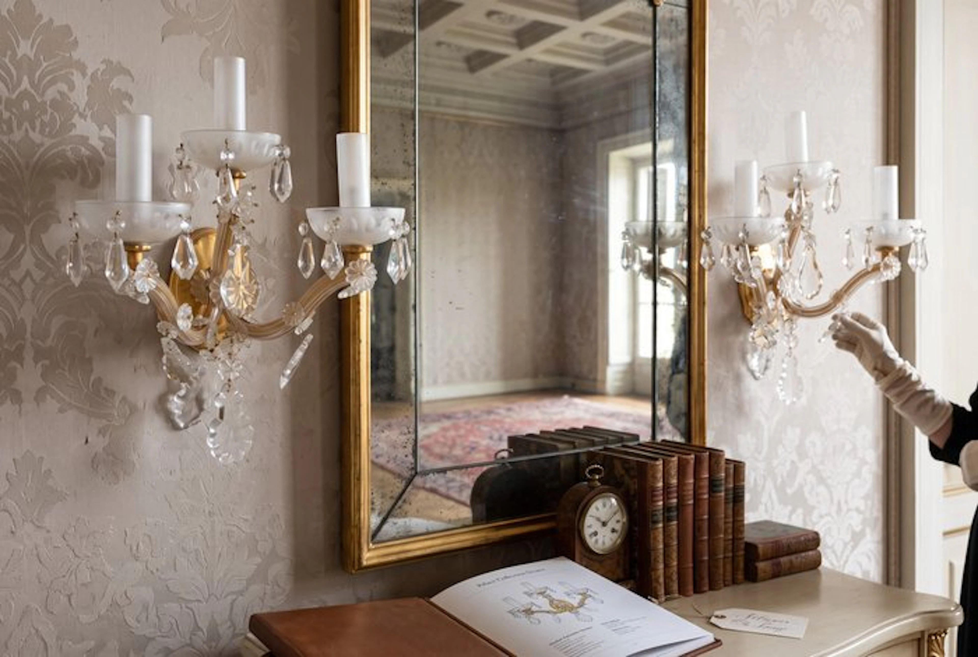 Wall lamp (2) - Crystal, Brass - Murano Venetians
