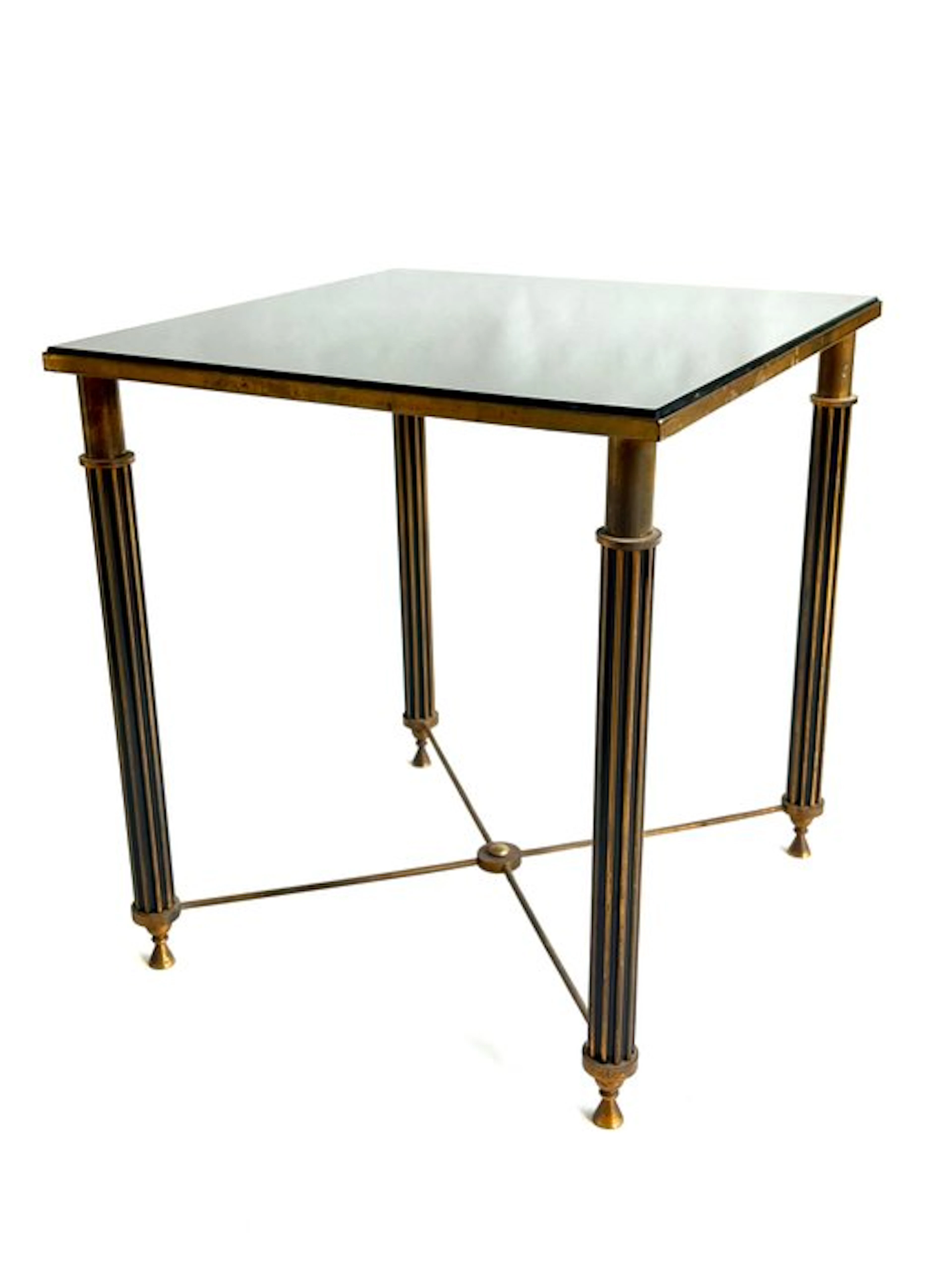 Side table - Brass, Glass - Maison Jansen style