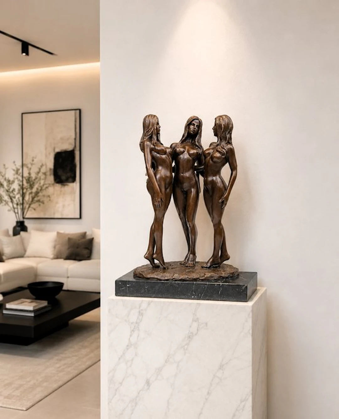 Sculpture, Antonia Canova 3 Graces Bronze Sculpture - 32 cm - bronze marble