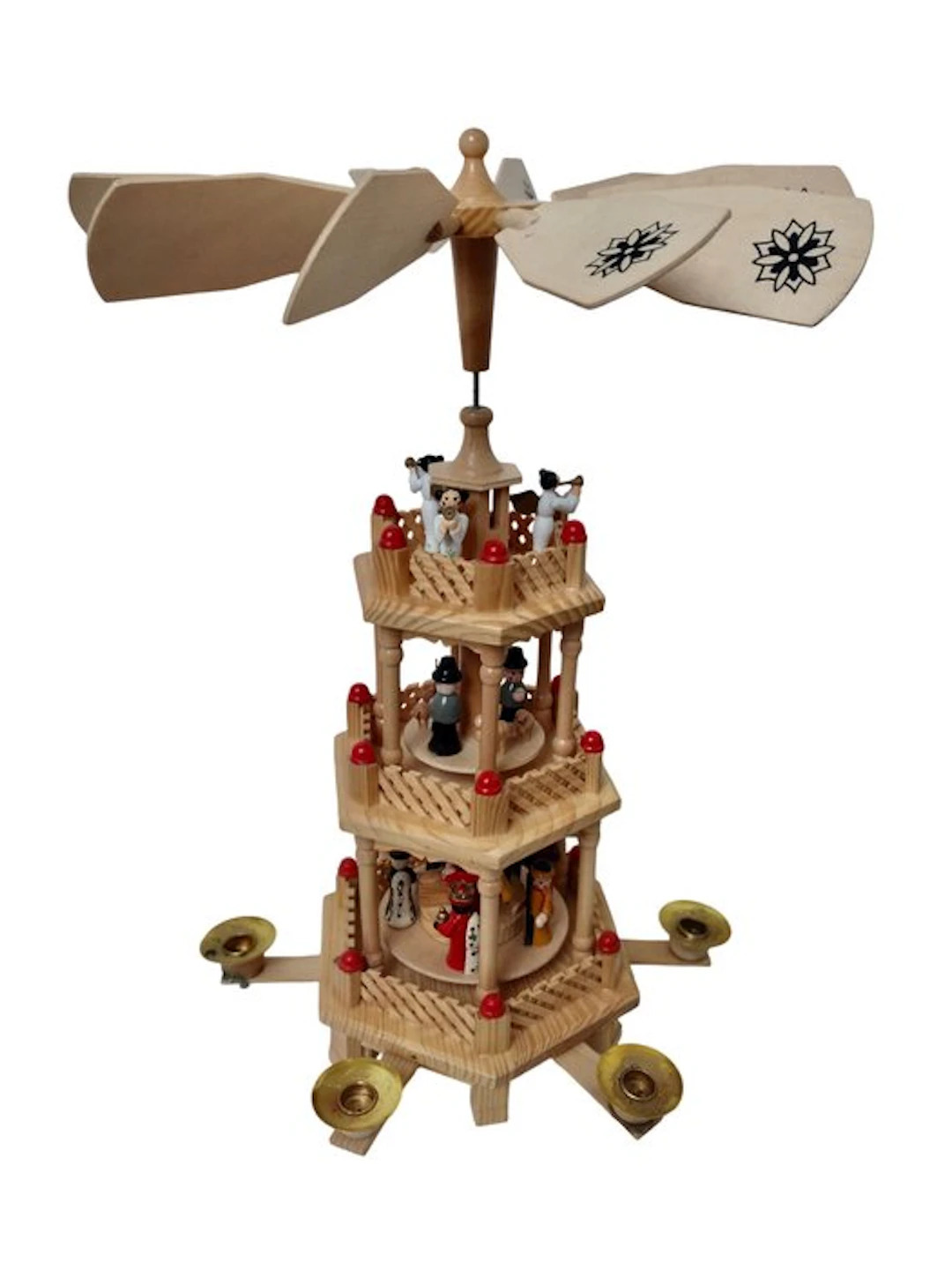 Christmas figurine - Rotating Christmas pyramid, 3-tier - 41 cm - Top - Wood