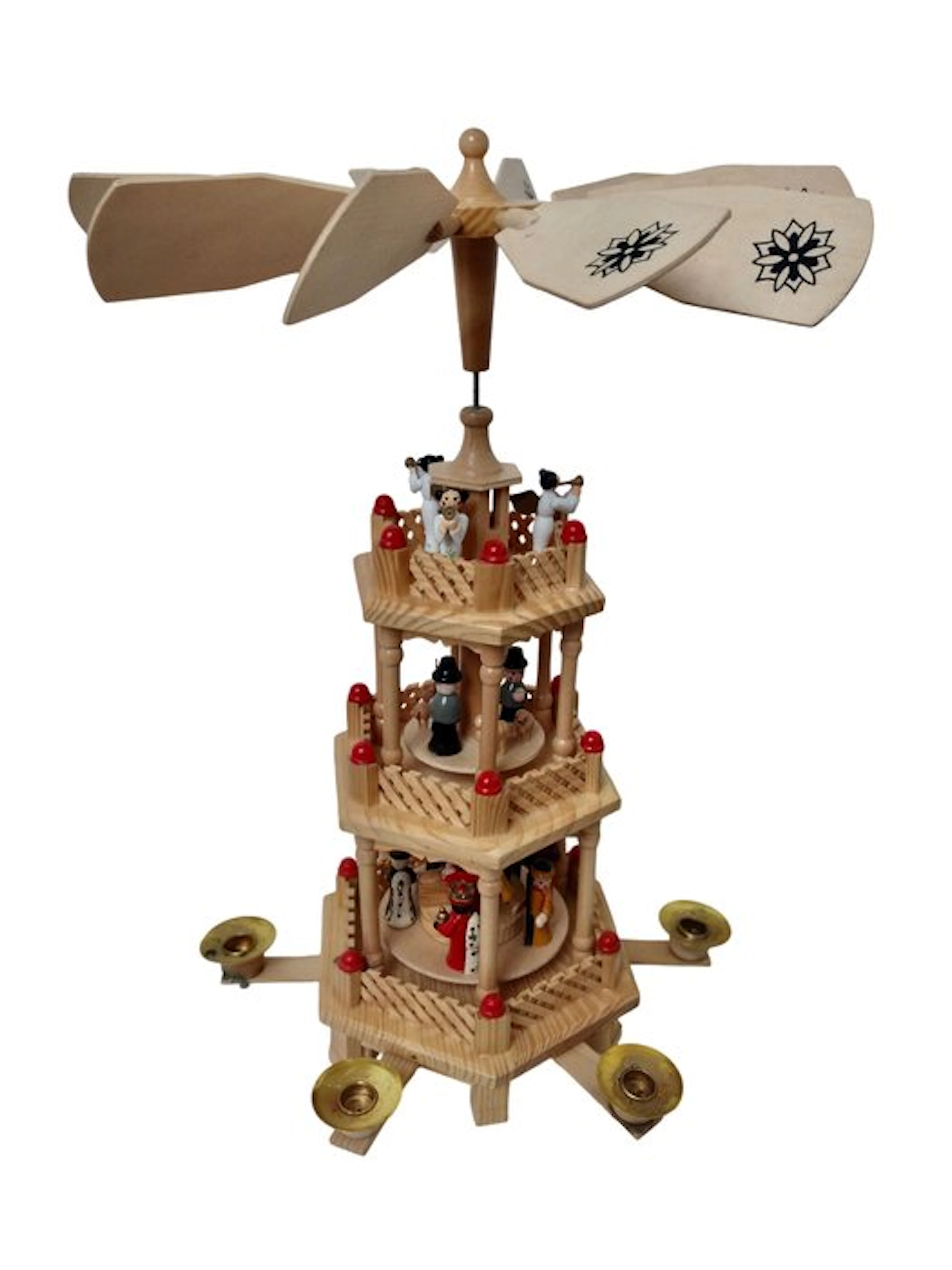 Christmas figurine - Rotating Christmas pyramid, 3-tier - 41 cm - Top - Wood