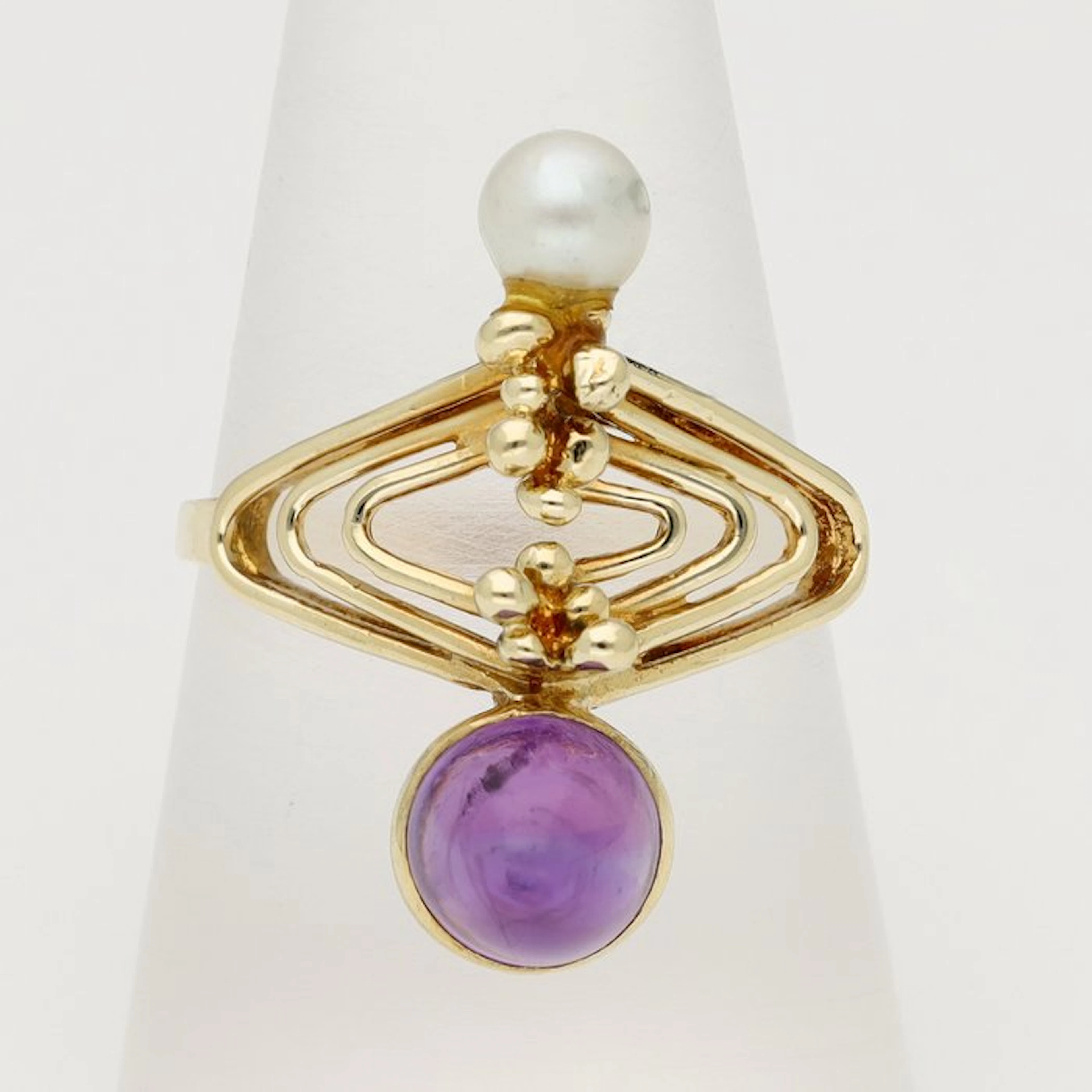 Ring - 14 kt. Yellow gold Pearl - Amethyst