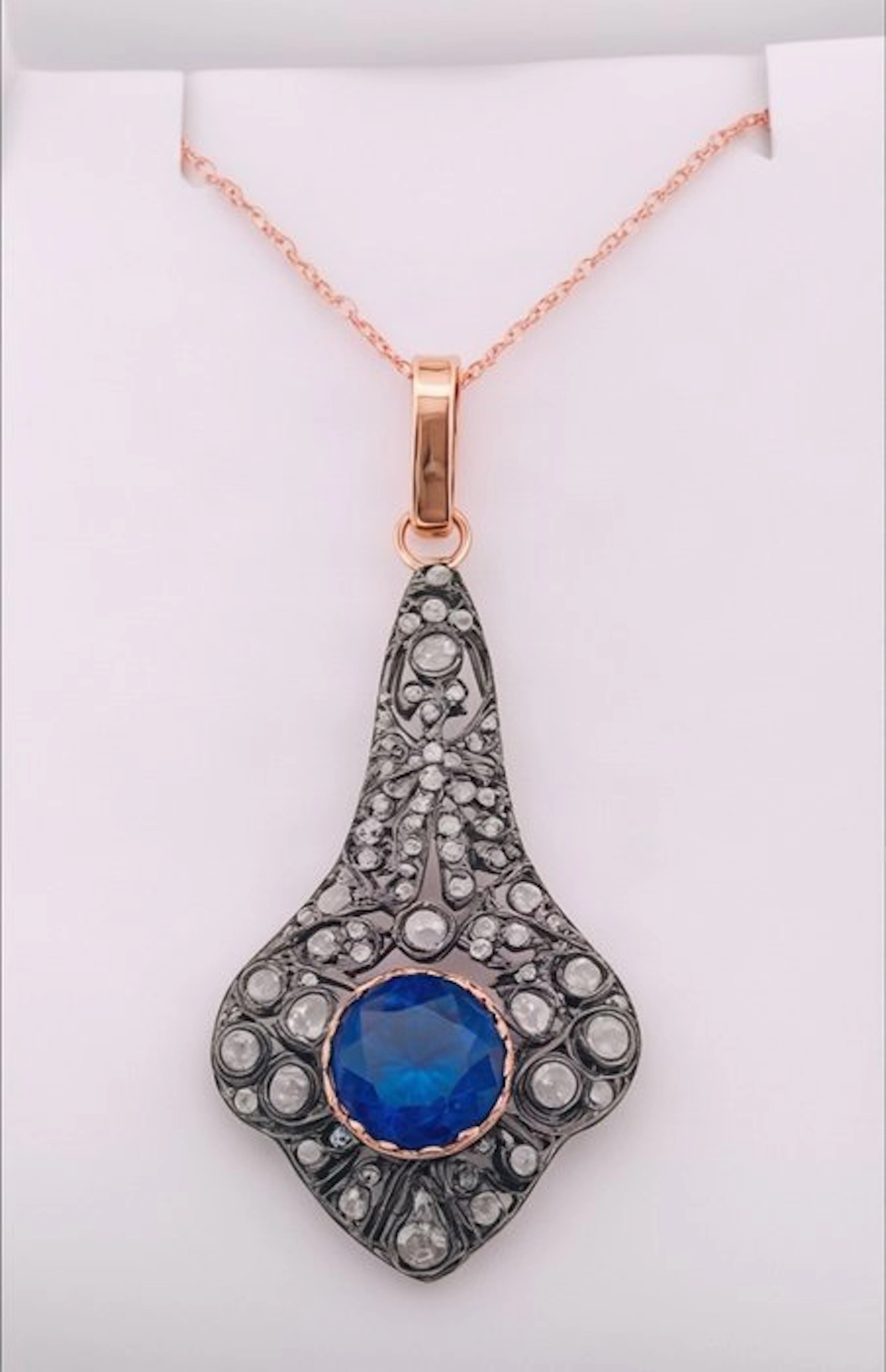 No reserve price - Necklace Silver - 9 Ct Rose Gold - 1...