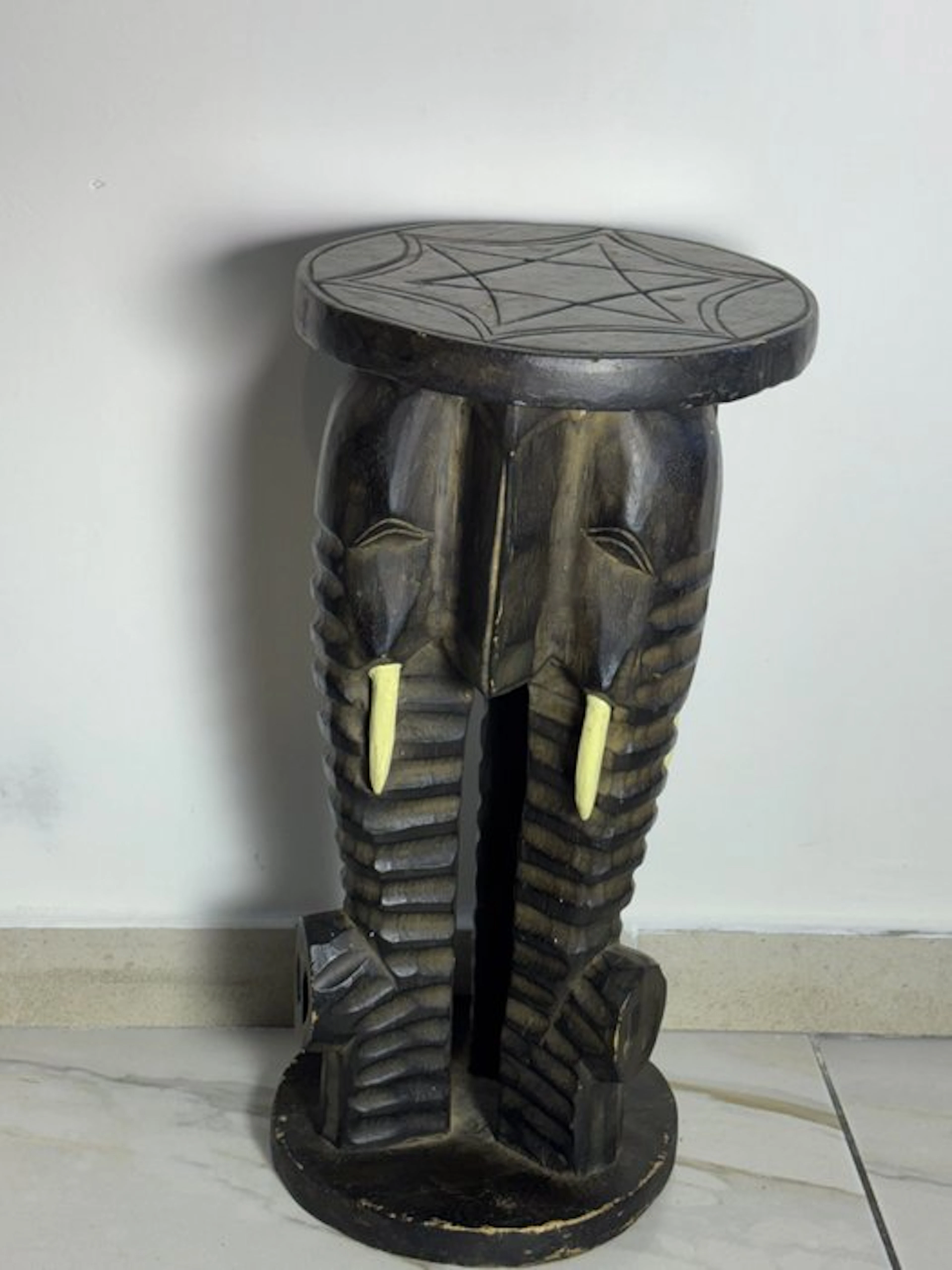 Side table - Chief's stool carved from a single piece of...