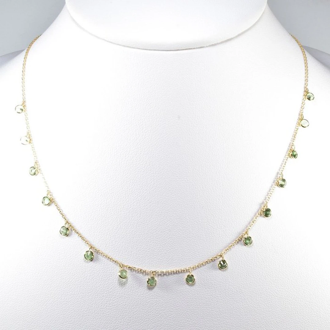 Necklace - 18 kt. Yellow gold - 2.15ct. tw. Tsavorite - by the Yard Necklace