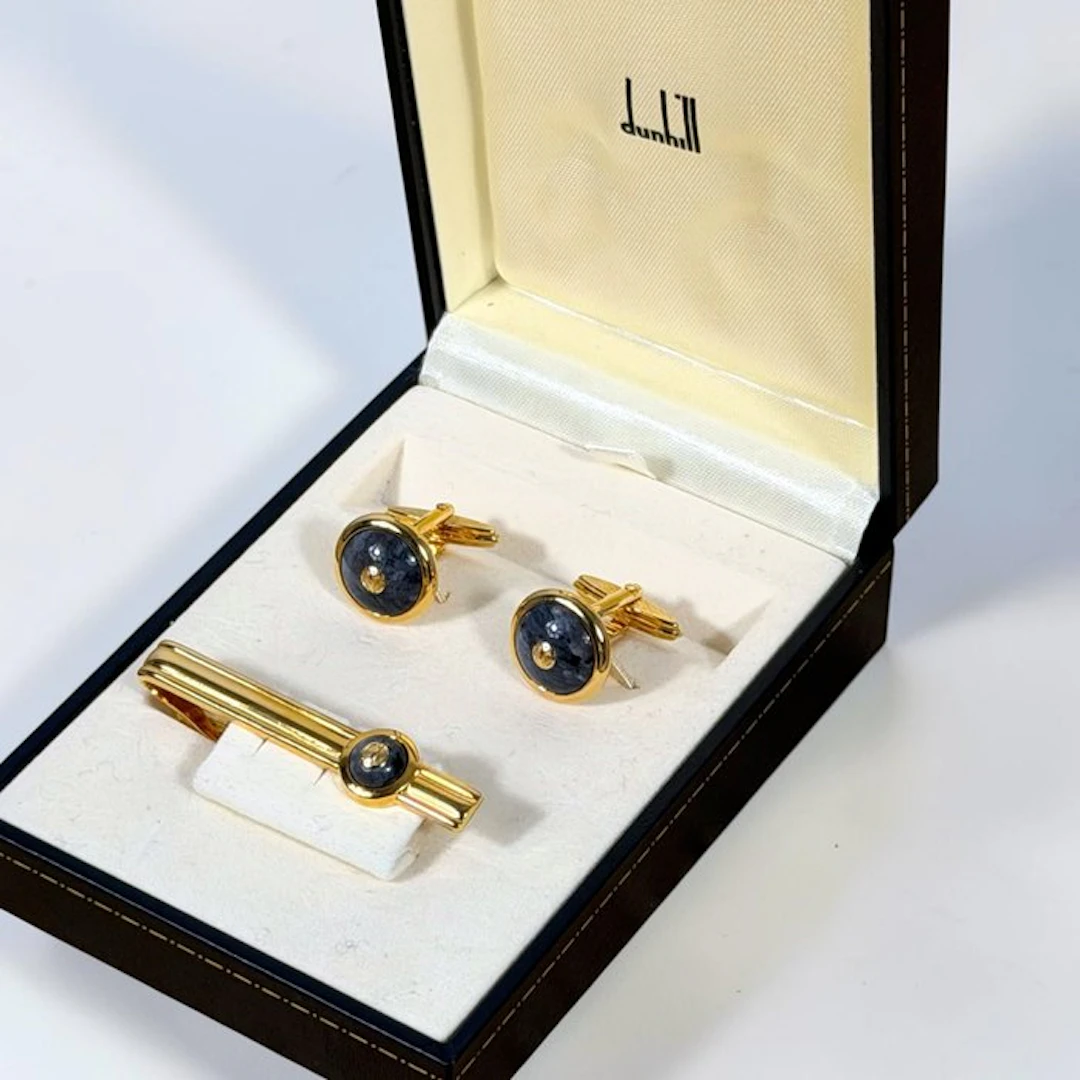 Alfred Dunhill - Lapis lazuli - Gold-plated - Cufflinks - tie clip
