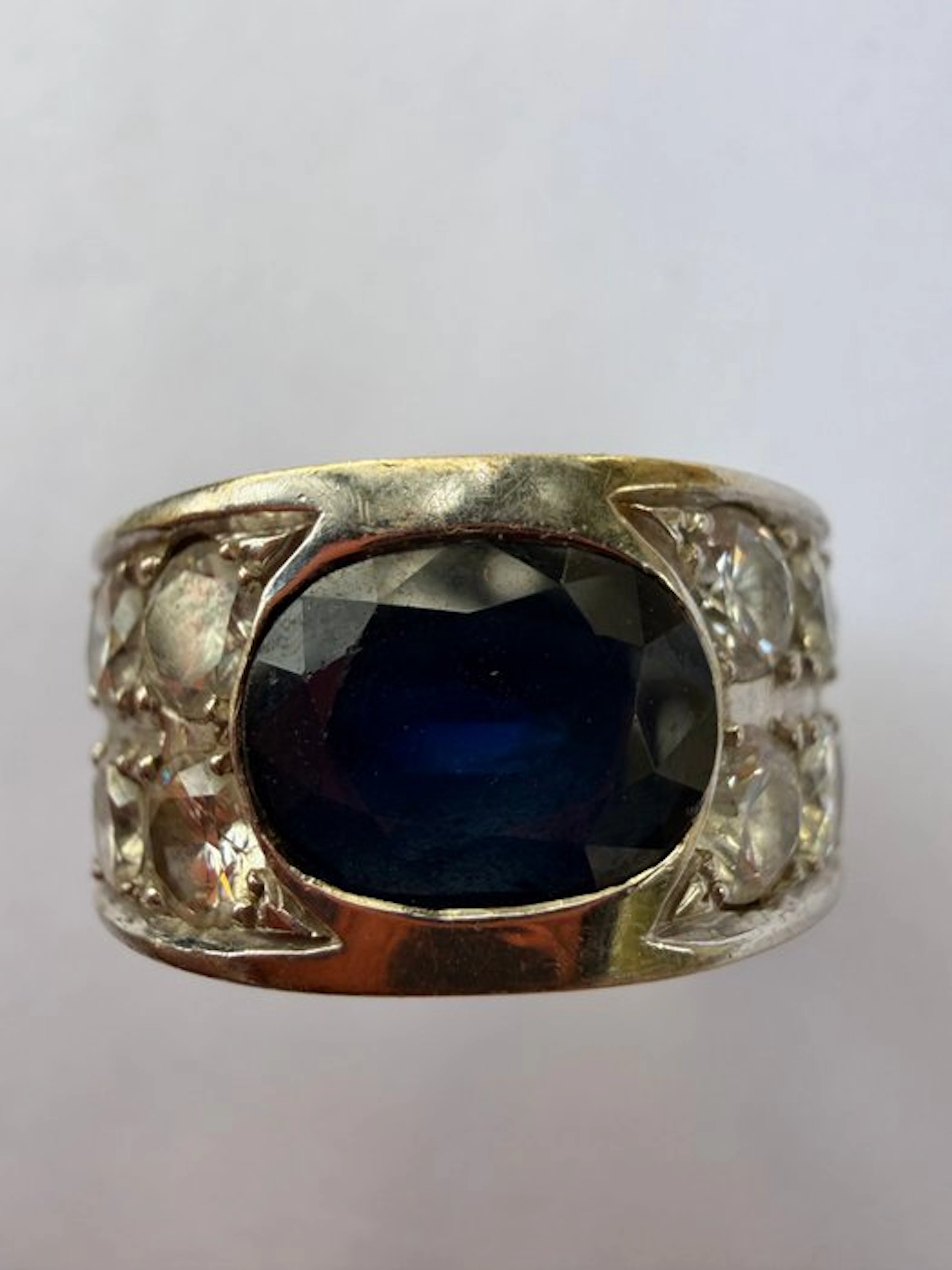 Ring - 18 kt. White gold - 3.00ct. tw. Sapphire - Diamond