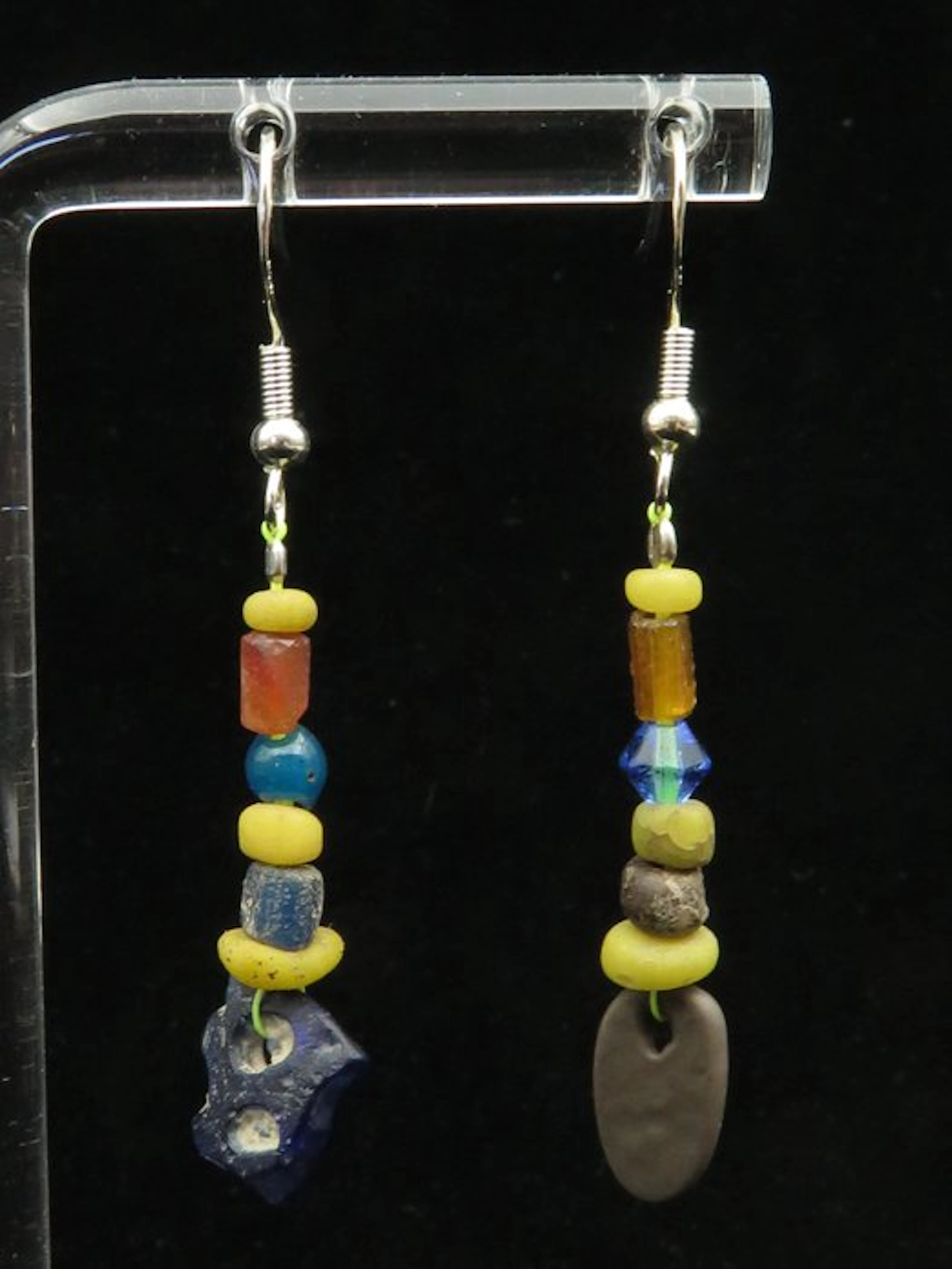 Ancient Roman Earrings made of Glass and Stone beads - 5.5 cm (No