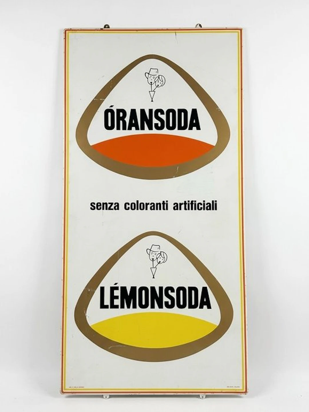 Rare Vintage Advertising Sign in Metal / Tin Oransoda...