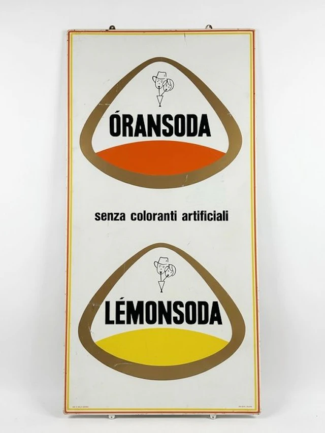 Rare Vintage Advertising Sign in Metal / Tin Oransoda...