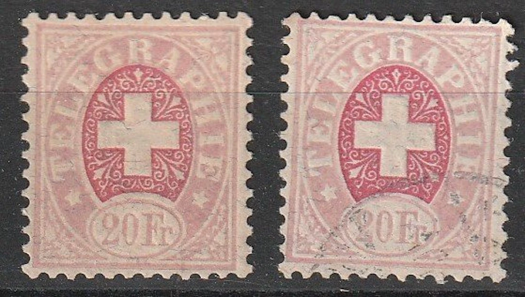 Switzerland 1881 - Telegraaf on fiber paper: the highest value