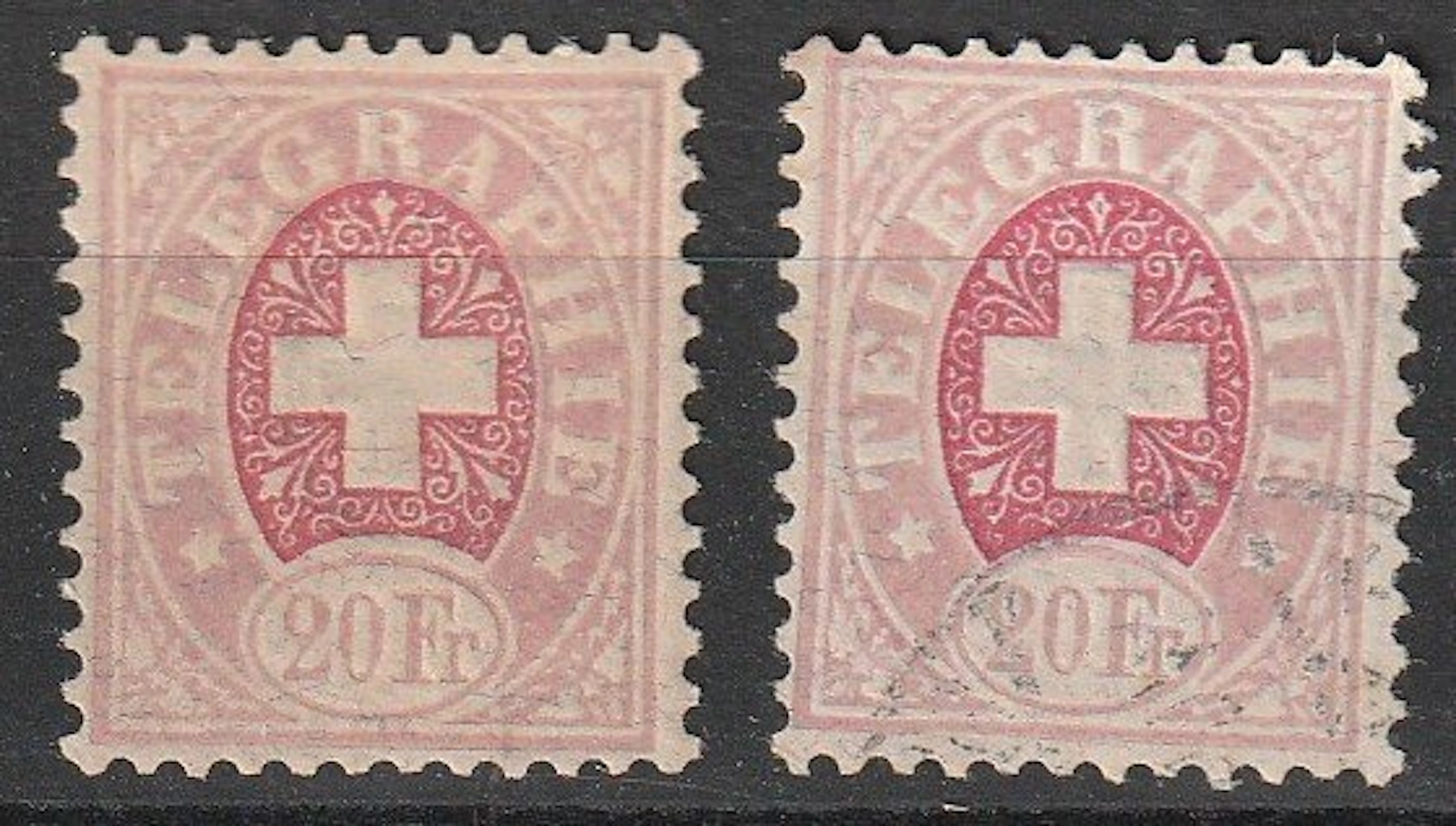 Switzerland 1881 - Telegraaf on fiber paper: the highest value