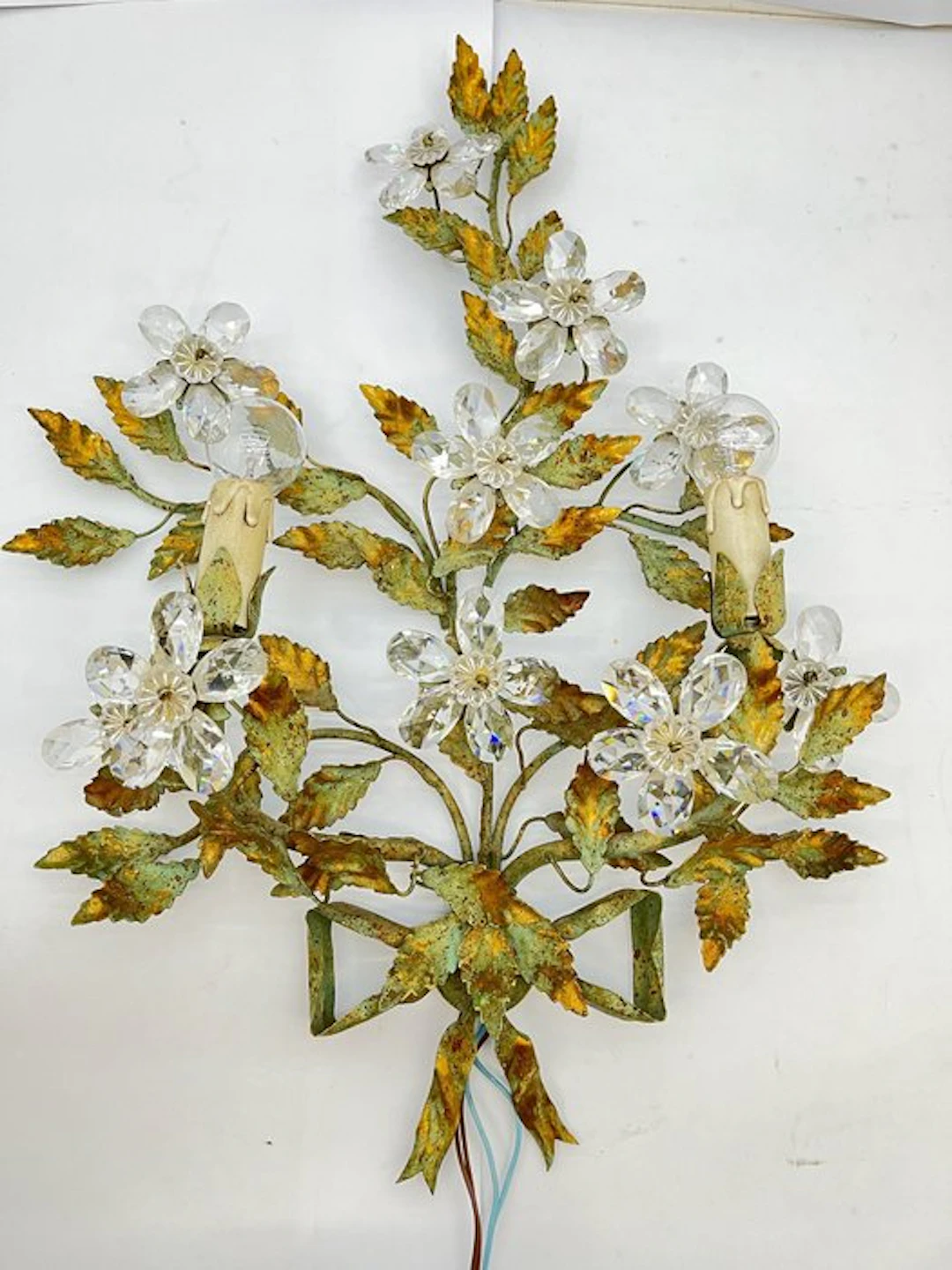 Wall sconce - Wrought iron and glass - Wall lamp