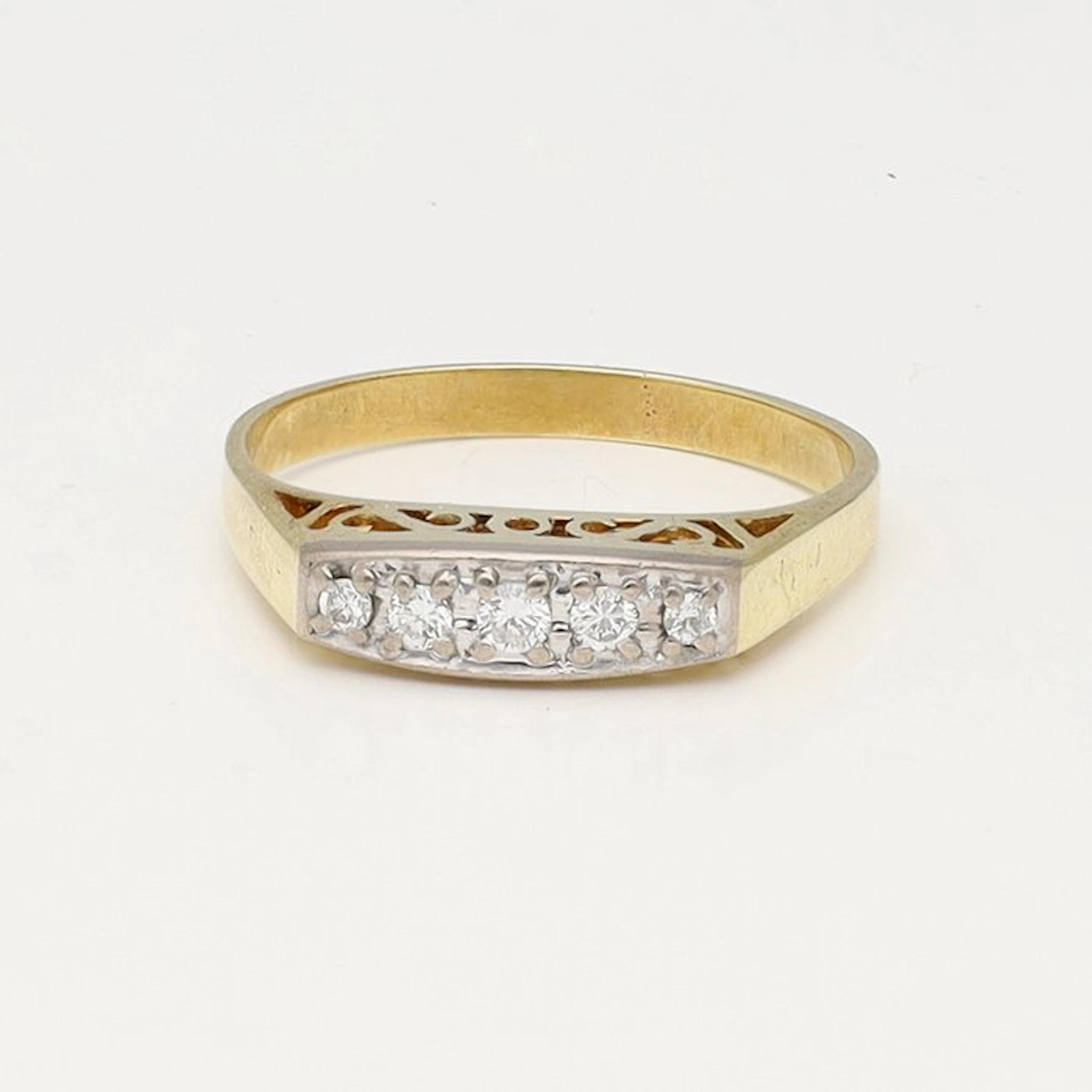 Ring - 14 kt. Yellow gold, White gold - 0.12ct. tw. Diamond (Natural) - Diamond