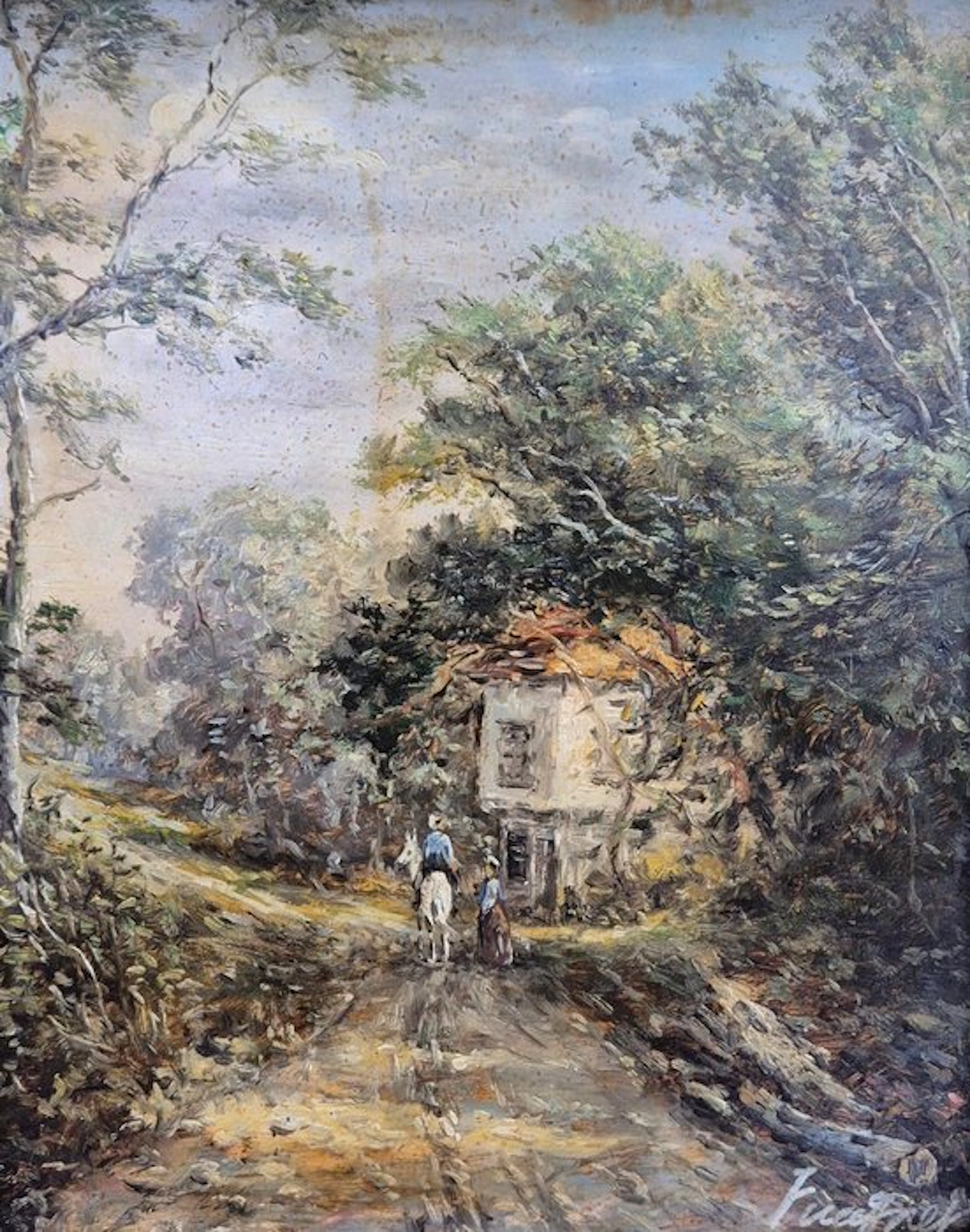 German school (XX) - Idyllische Landschaft mit Haus