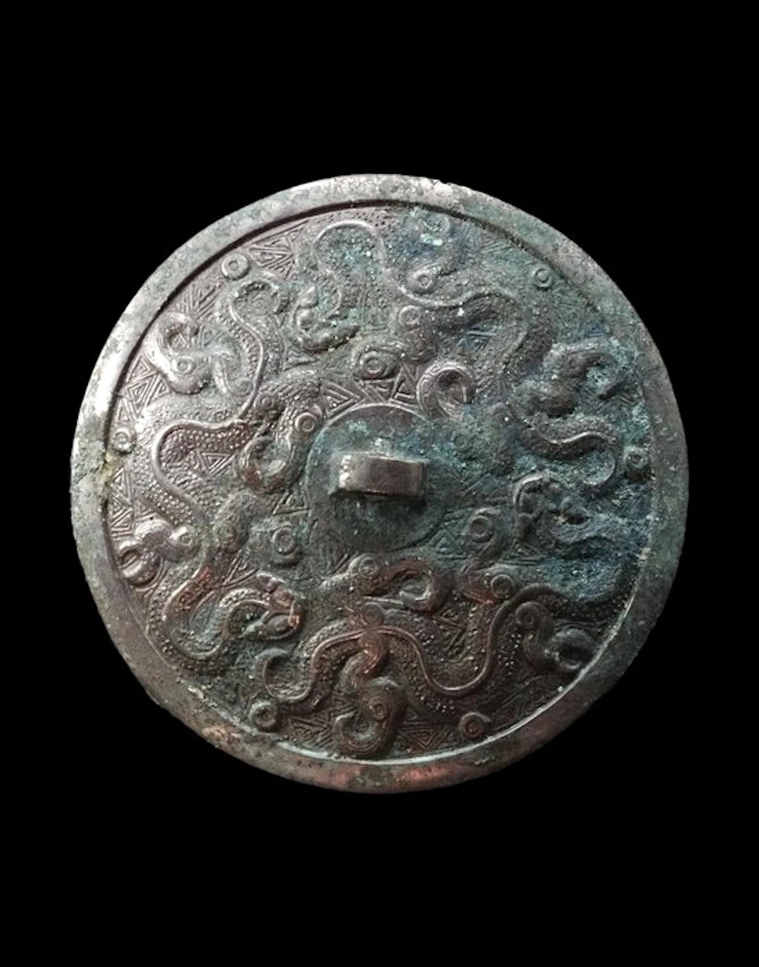 Ancient Chinese Bronze - Dragon-decorated mirror - Tang...