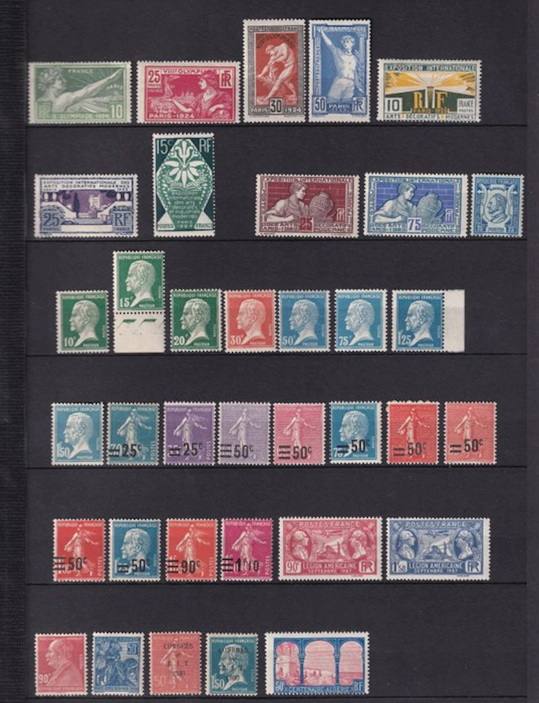 France 1923/1930 - Sans charnière, collection de timbes - Yvert n°170 à 265