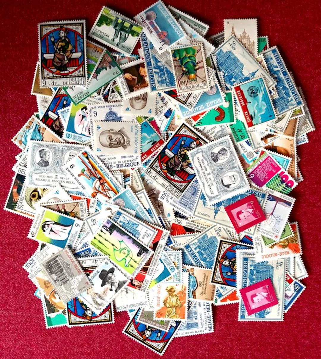 Belgium 1975/2000 - Lot of 350 new stamps at 14 francs...