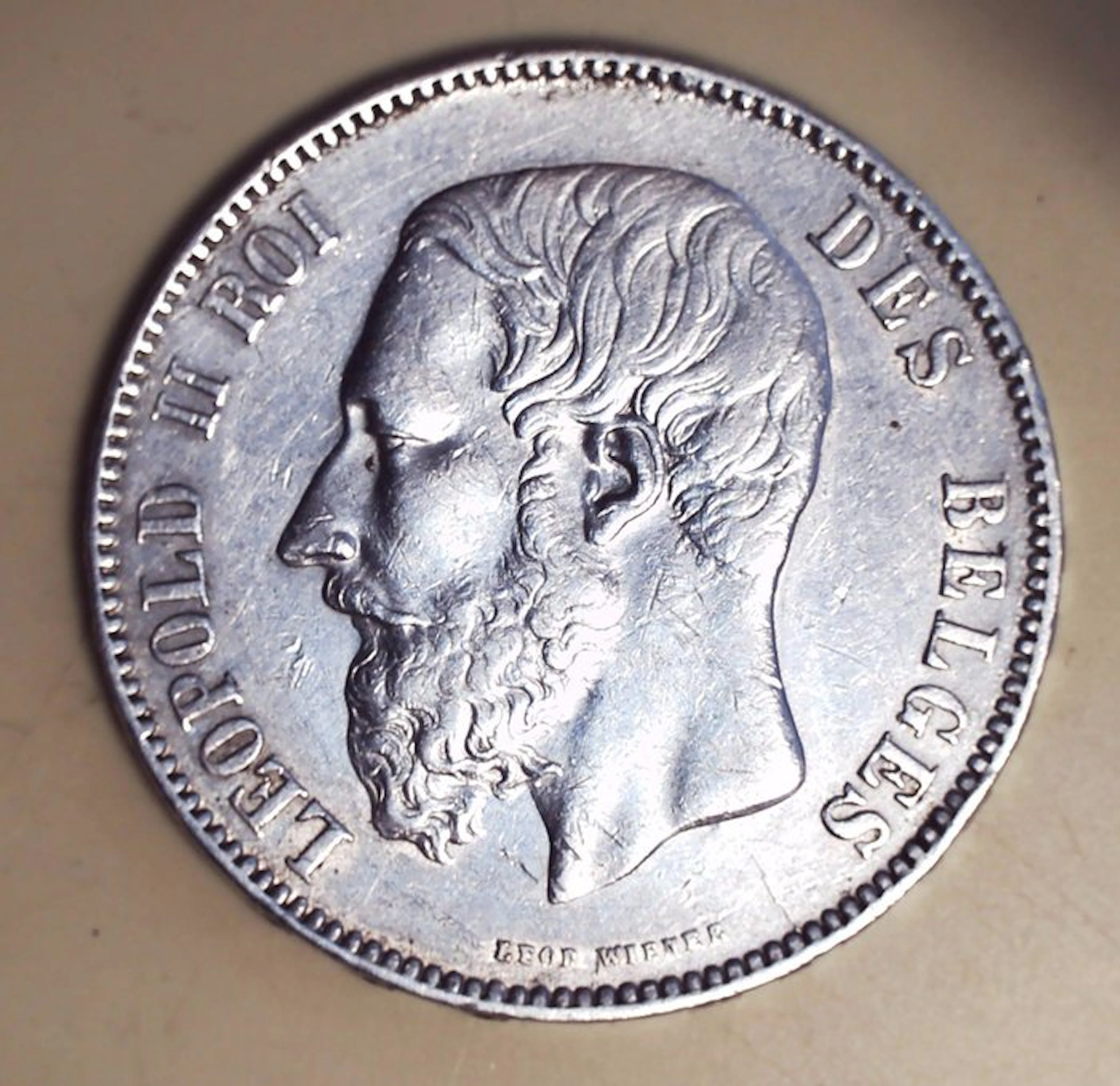 Belgium. Leopold II. 5 Francs 1865 (No reserve price)