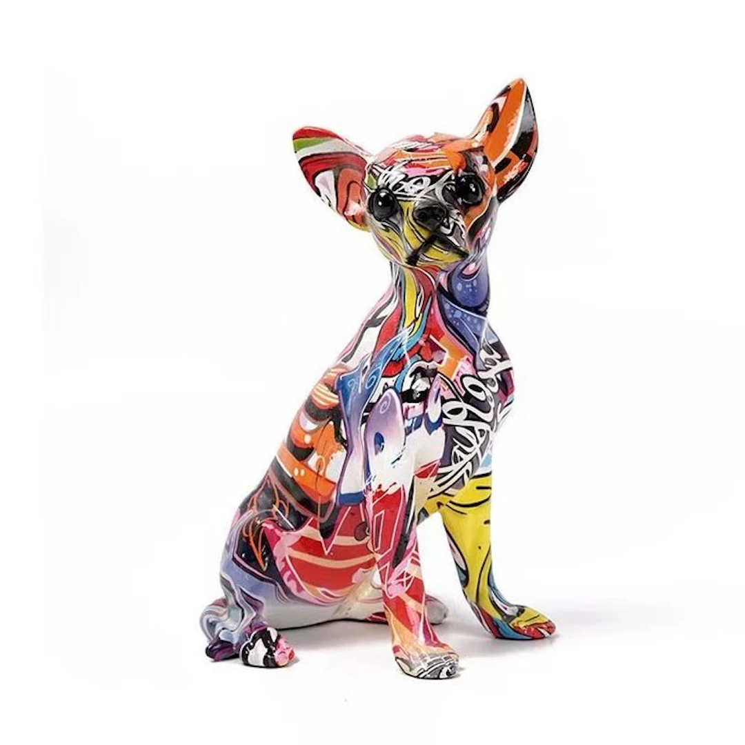 European-style colorful graffiti Chihuahua figurine - Statue
