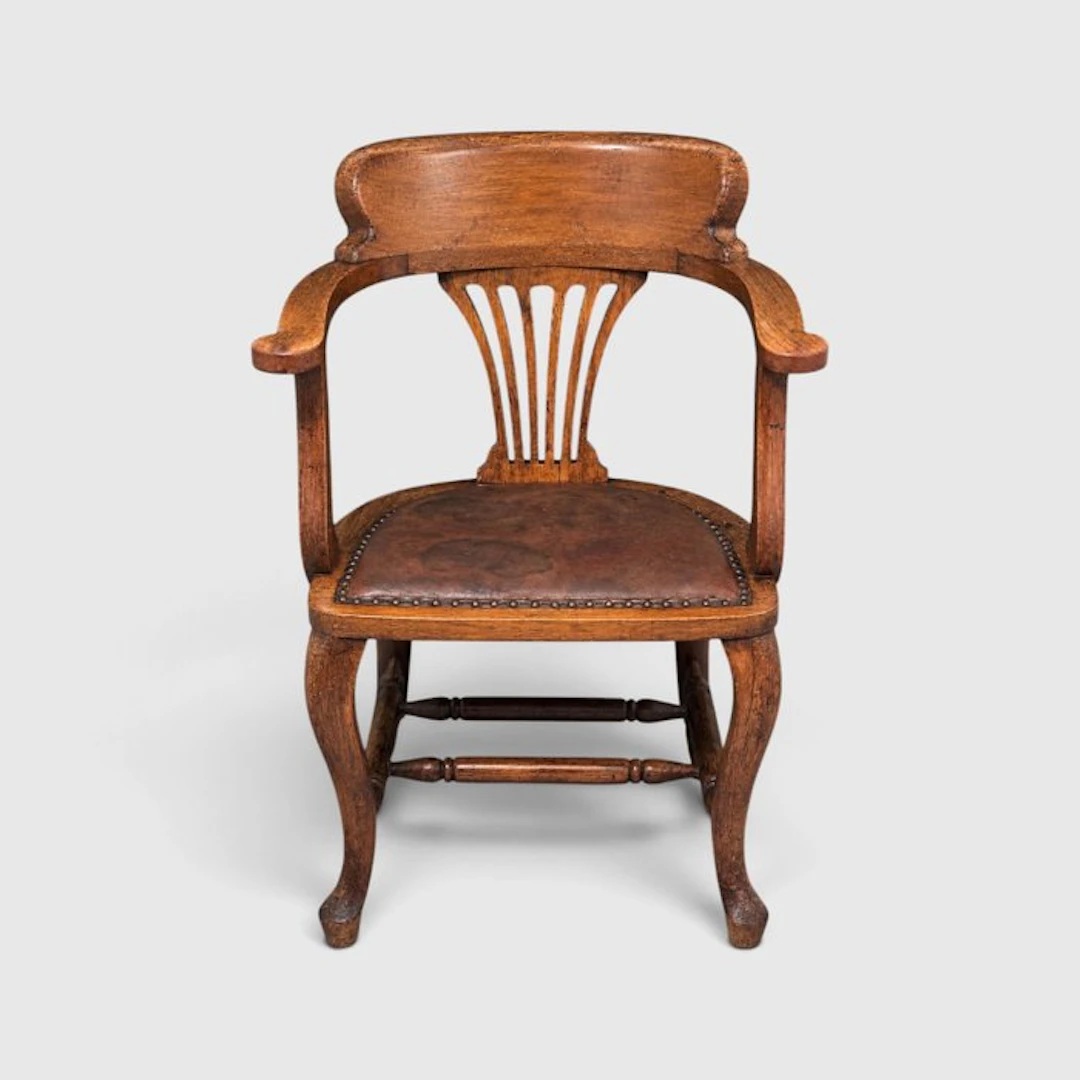 Office chair - Wood, Leather - Antique armchair