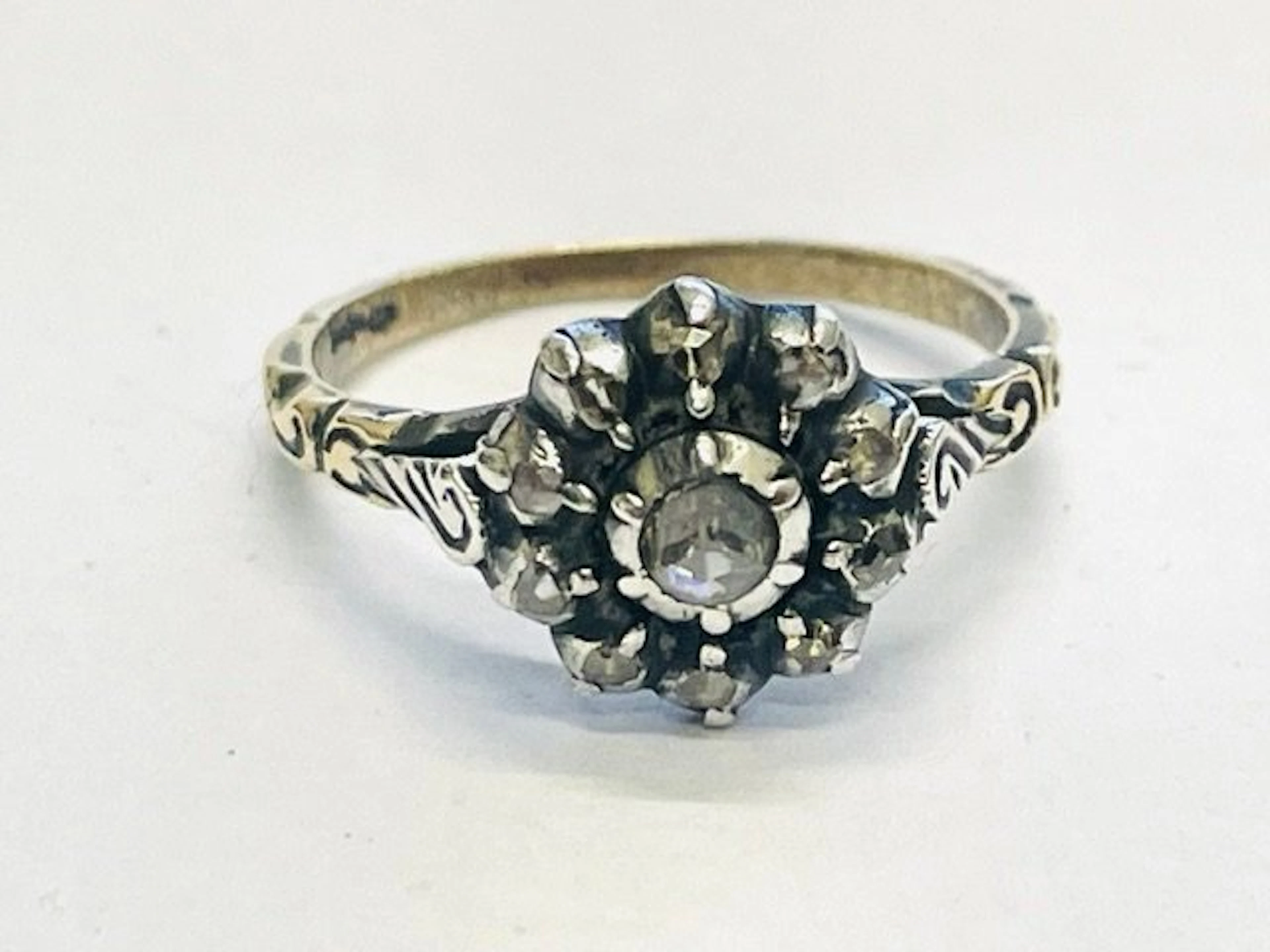 Ring - 14 kt. Silver, Yellow gold Diamond (Natural) - Diamond