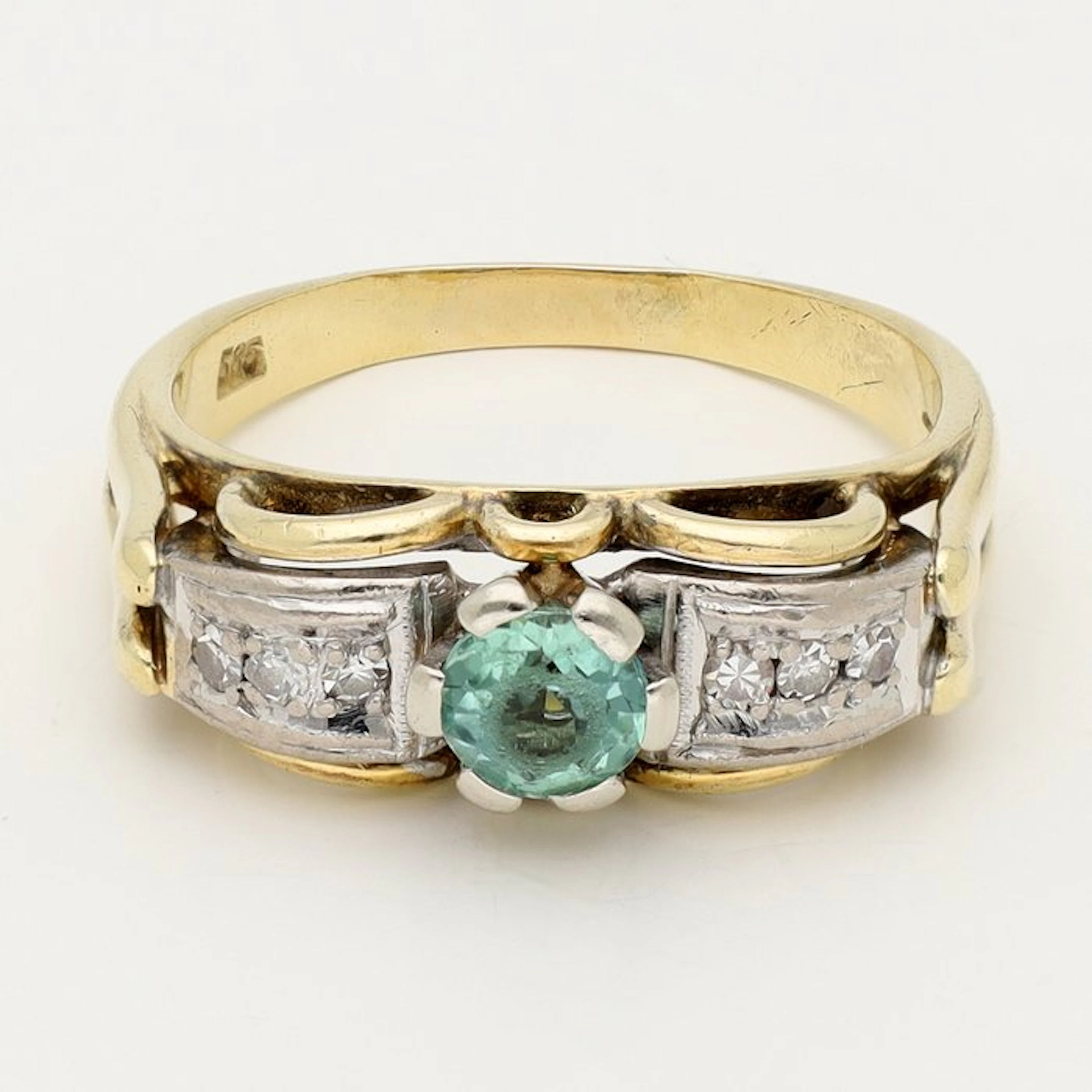 Ring - 14 kt. Yellow gold - Diamond - Apatite