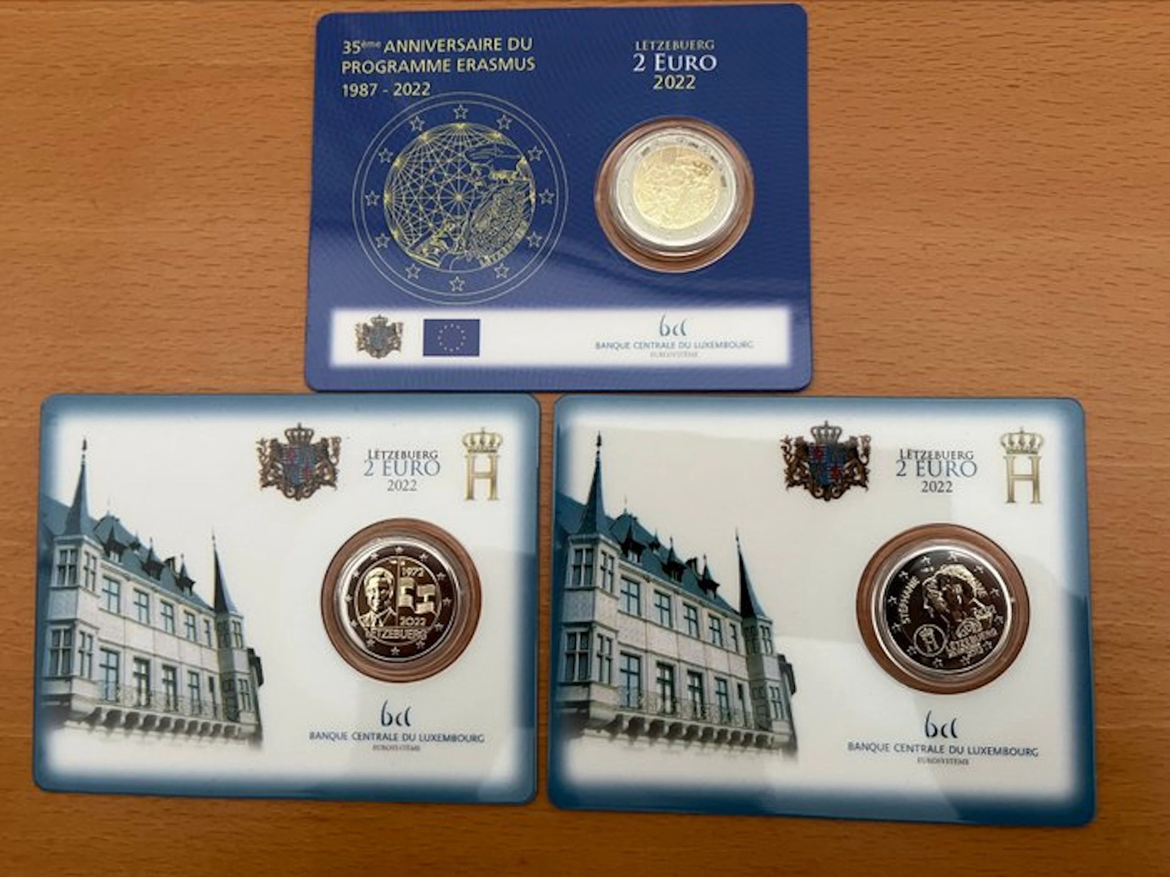 Luxembourg. 2 Euro 2022 (3 coincards) (No reserve price)