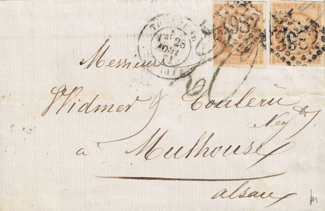 France 1871 - War of 1870 – very rare postage frank on a...