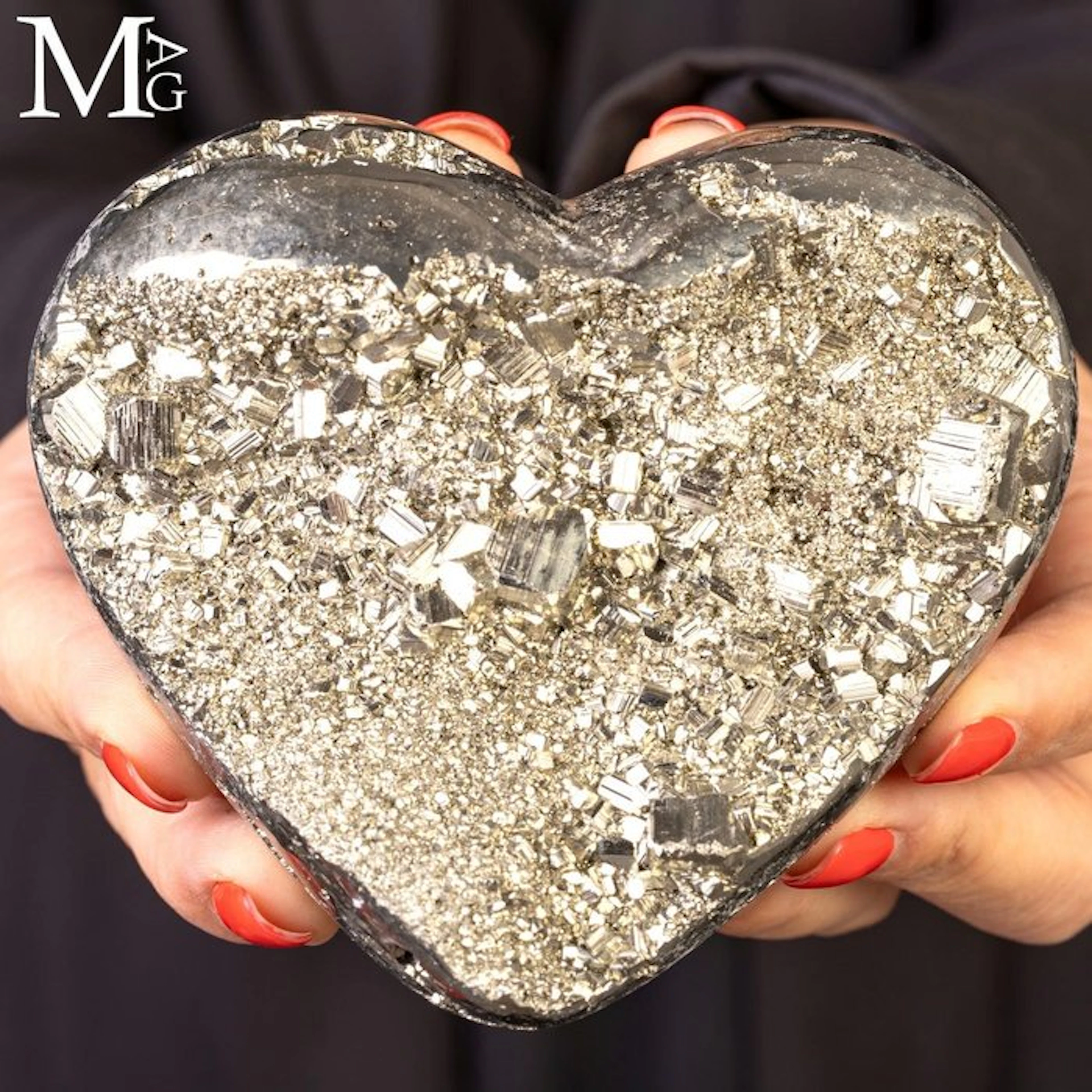 Brilliant Peruvian Pyrite Heart - Striking Contrast...