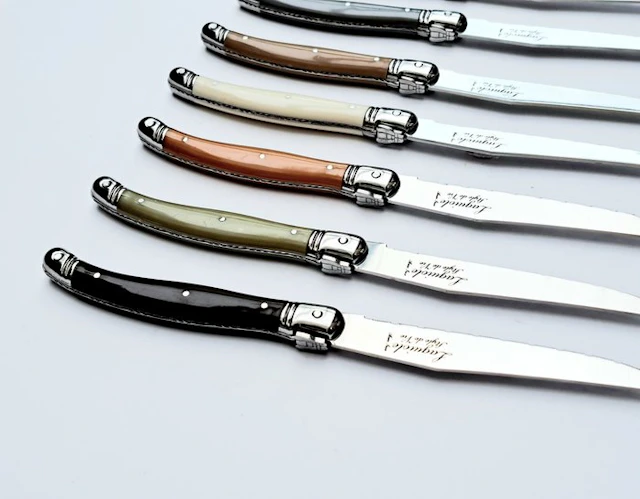 Laguiole - 12x Steak Knives - various colours - style de...
